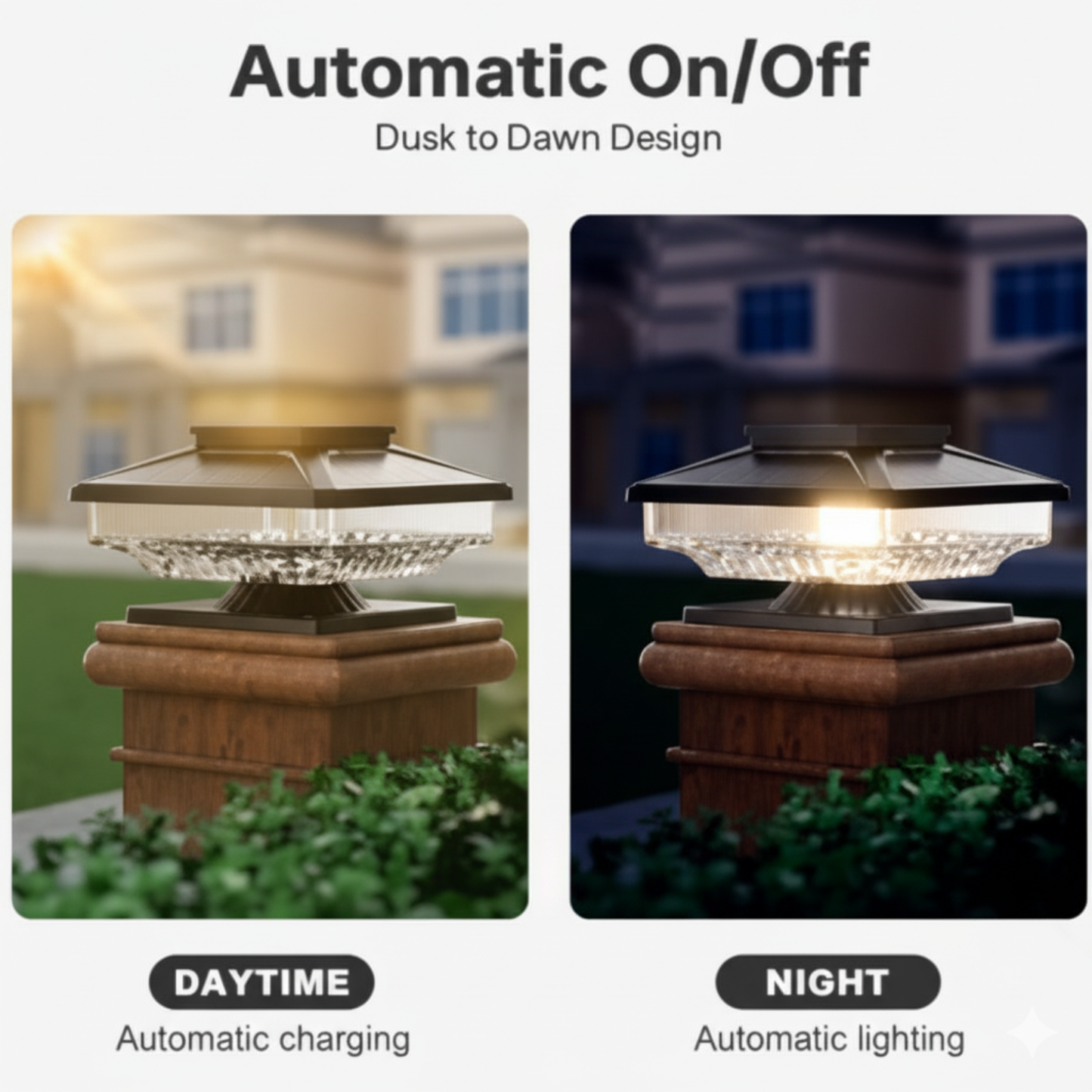 Solar Postcap Light with Waterproof LED Lamp for Posts - White - 12V Hanging Light