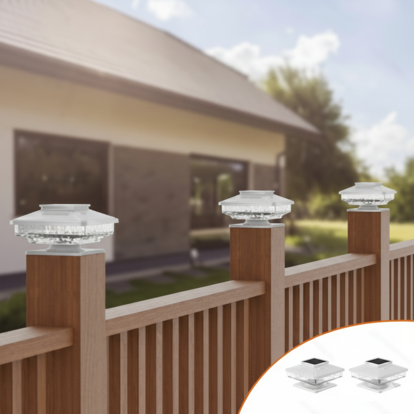 Solar Postcap Light with Waterproof LED Lamp for Posts - White - 12V Hanging Light