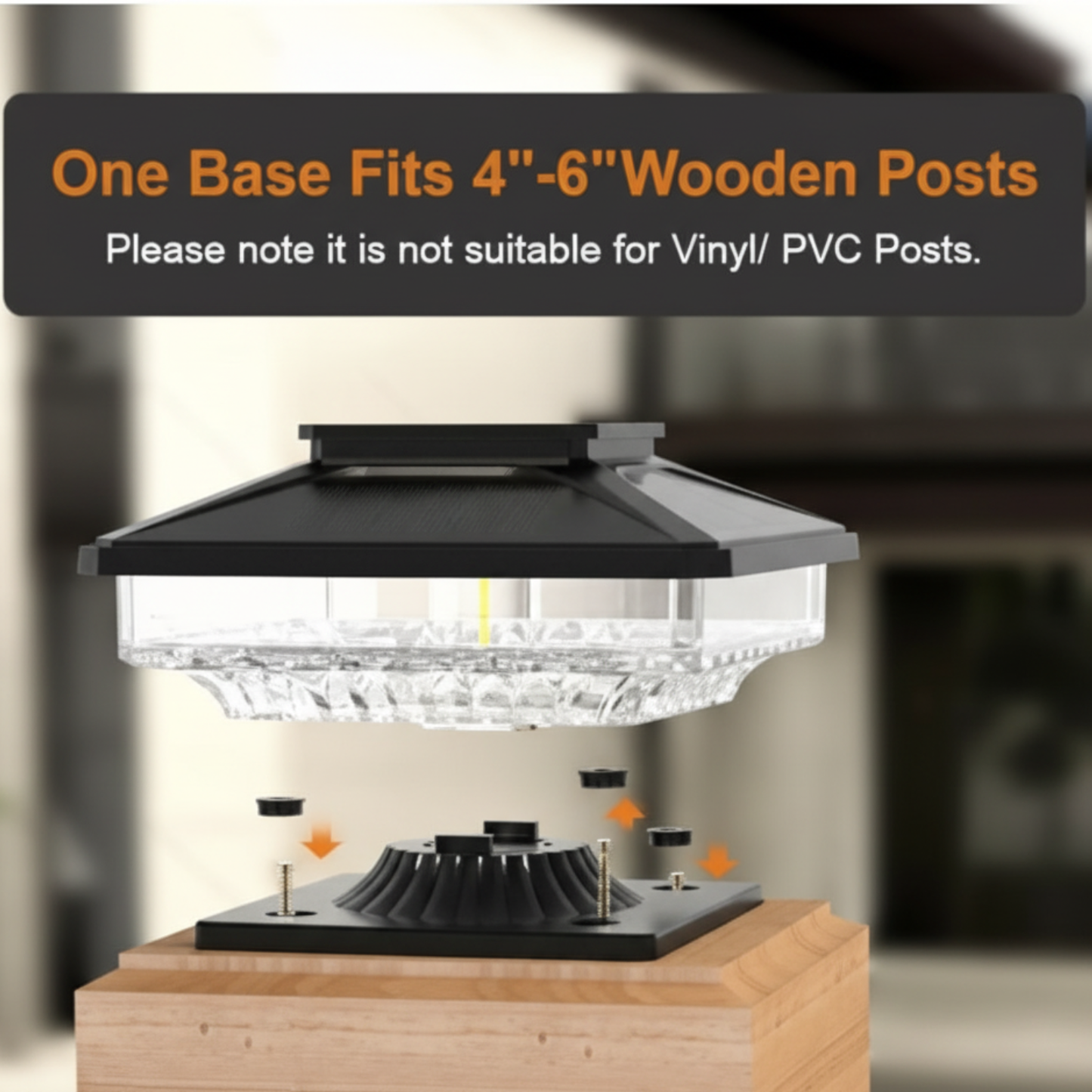 Solar Postcap Light with Waterproof LED Lamp for Posts - White - 12V Hanging Light