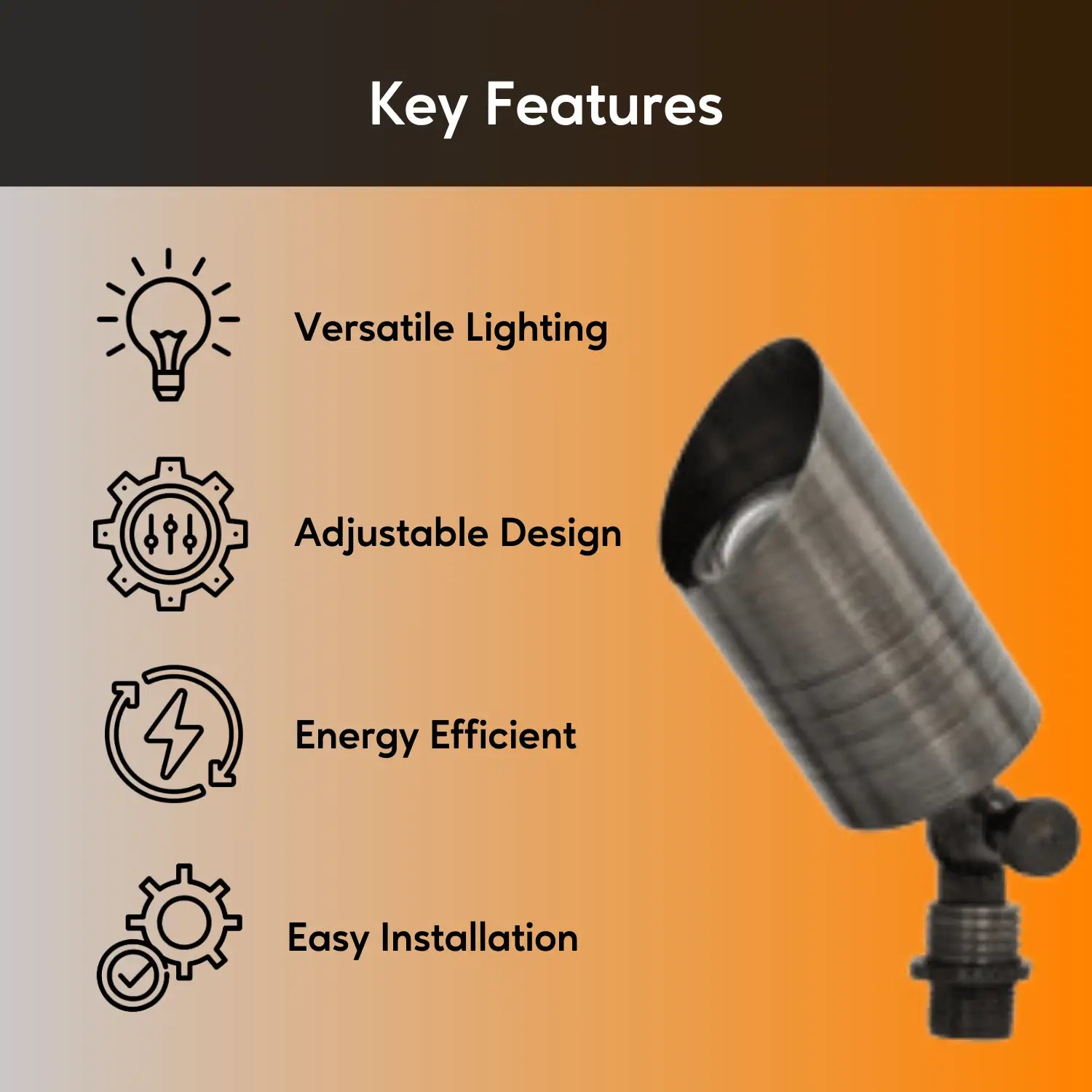 Solid Brass Adjustable Outdoor Spotlights with 5 LED Bulb - 5W 12V Warm White - Spot Light