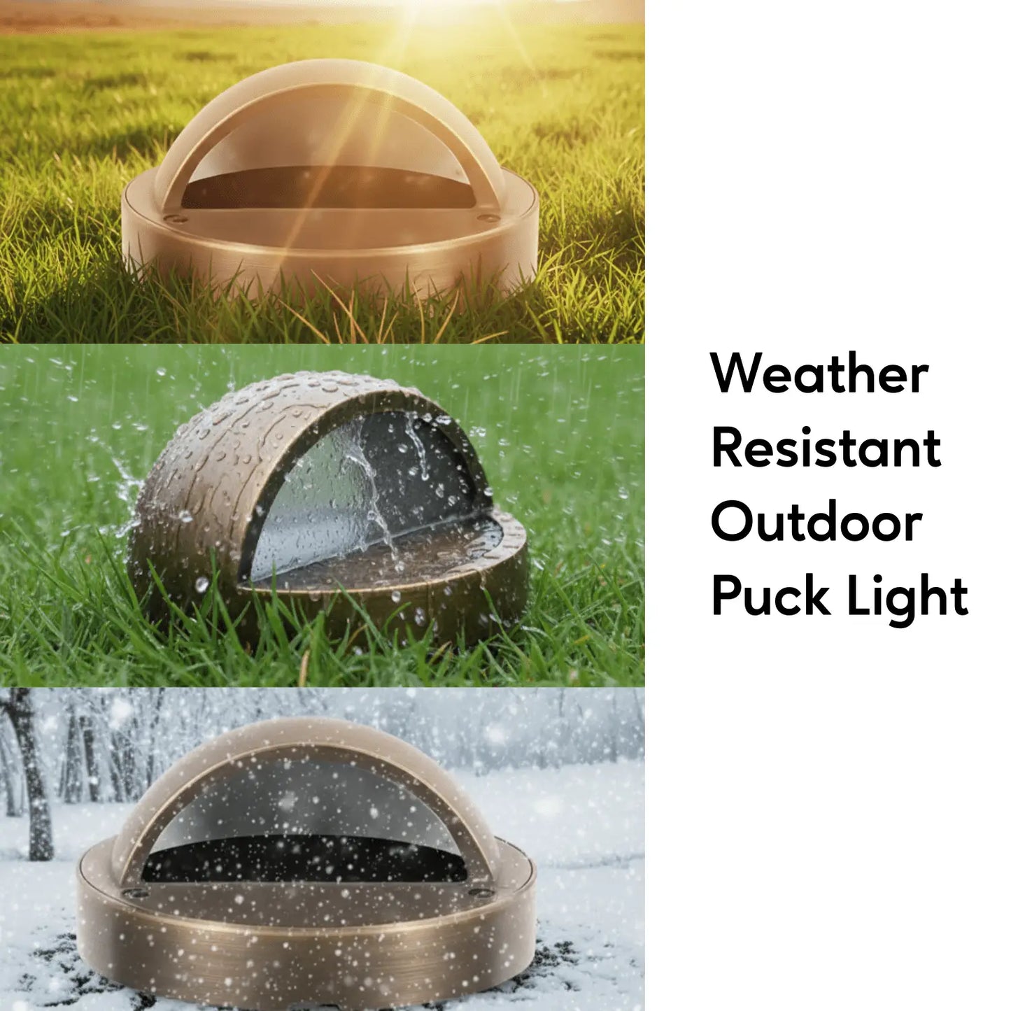 Solid Brass Half Moon Puck Light Fixture - Deck Light