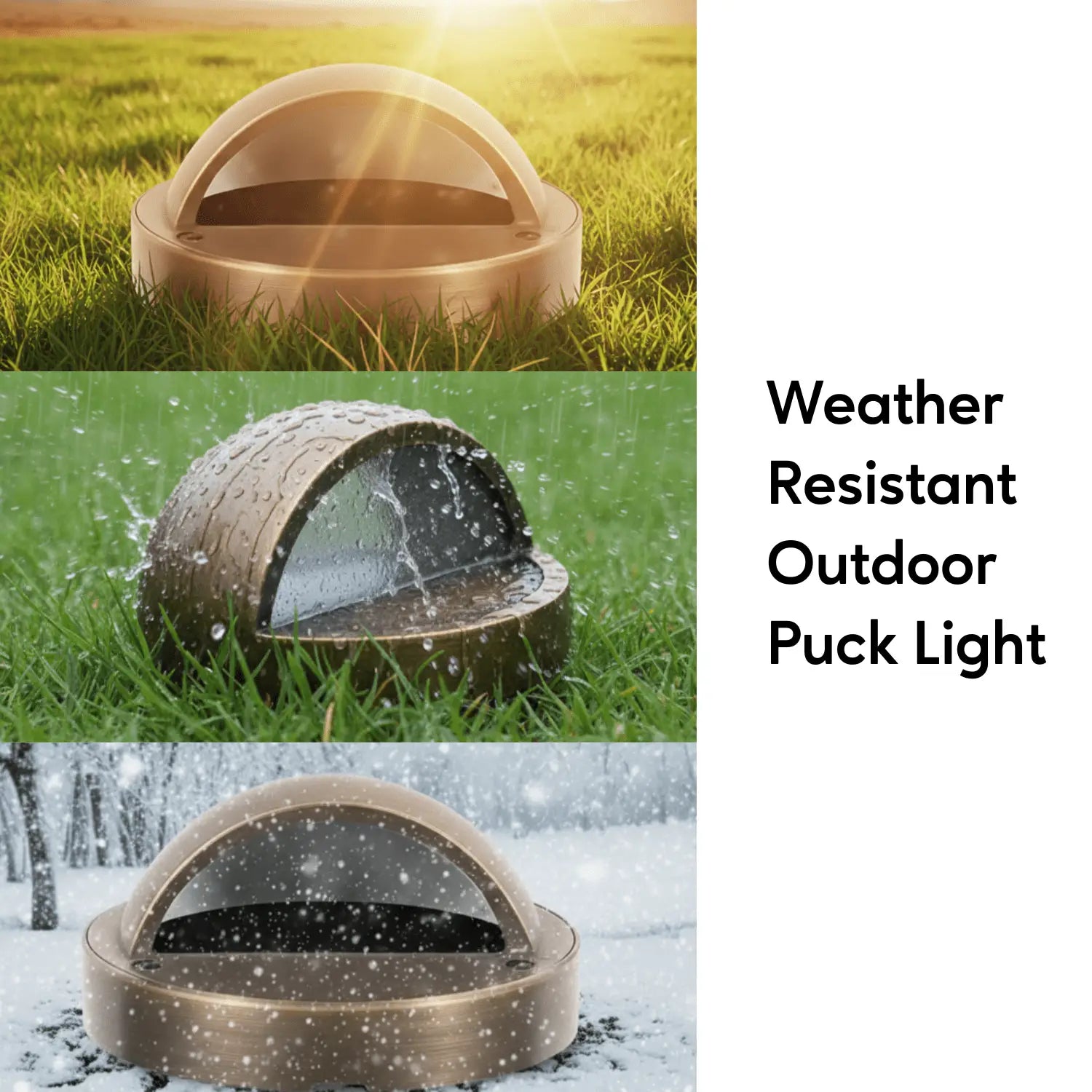 Solid Brass Half Moon Puck Light Fixture - Deck Light