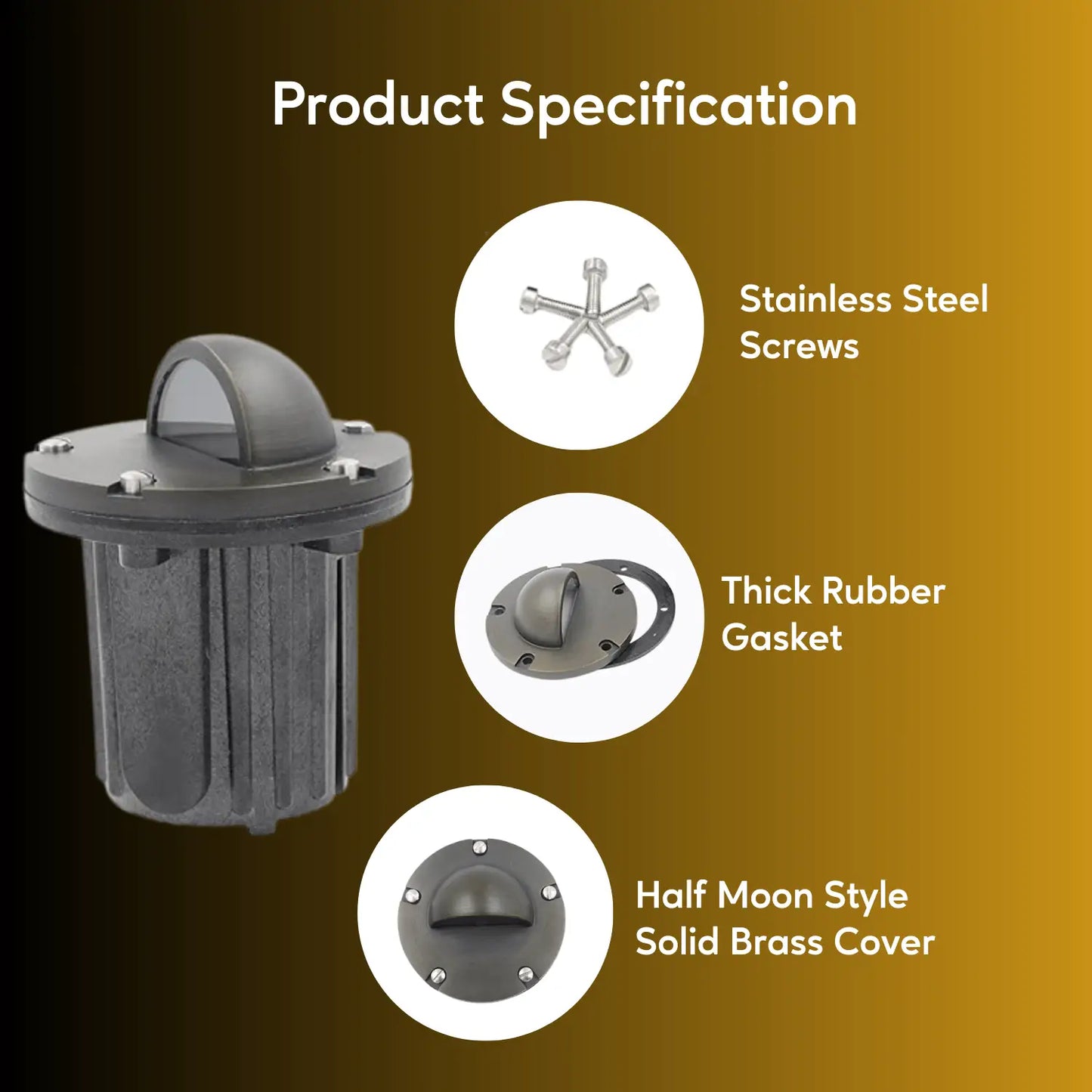 Solid Brass MR16 In-ground Well Light Cover Kit - Half Moon / Oil Rubbed Bronze - Well Light