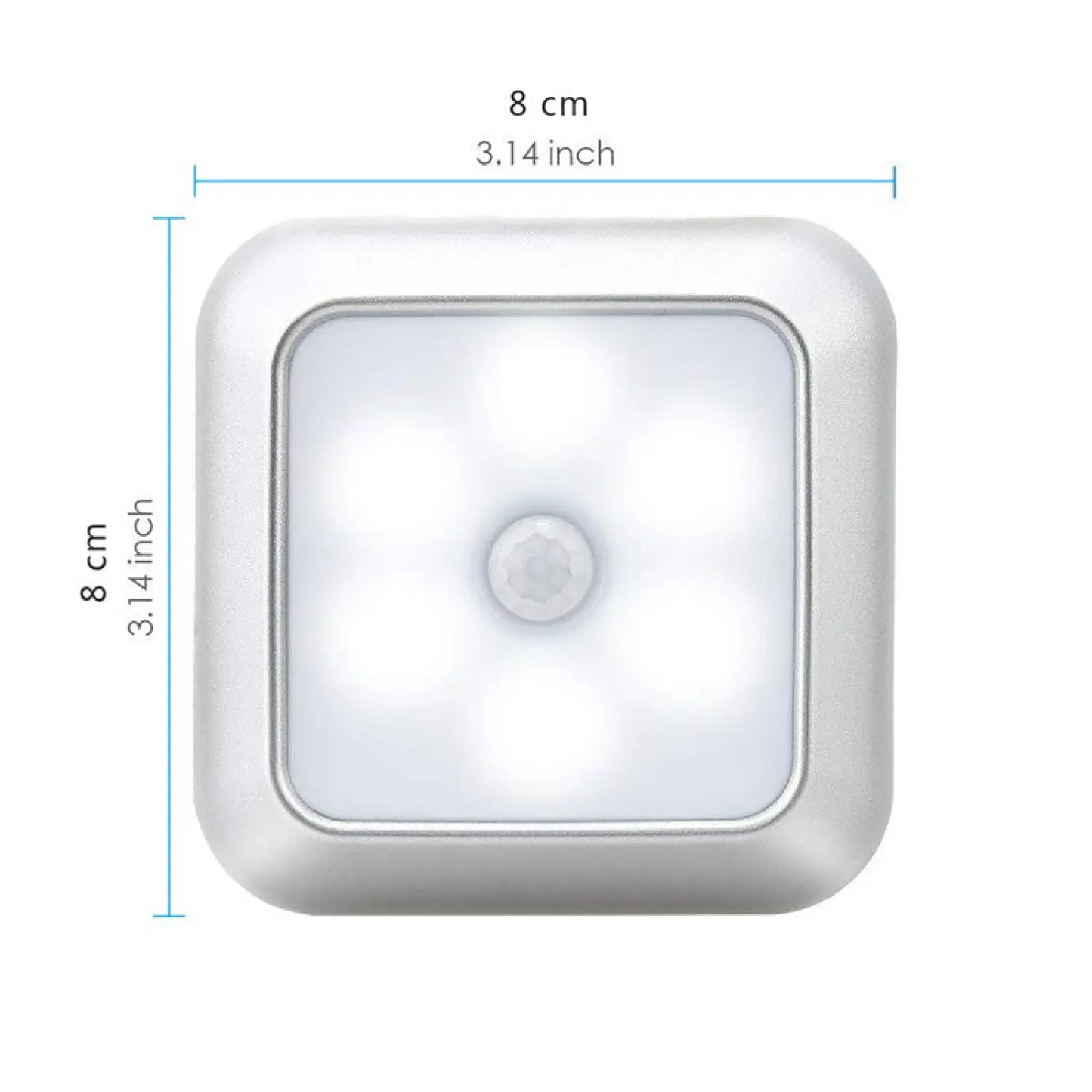 Square & PIR Motion Sensor Light with Battery 6LED for Closet Stairs and Kitchen - 12V Hanging Light