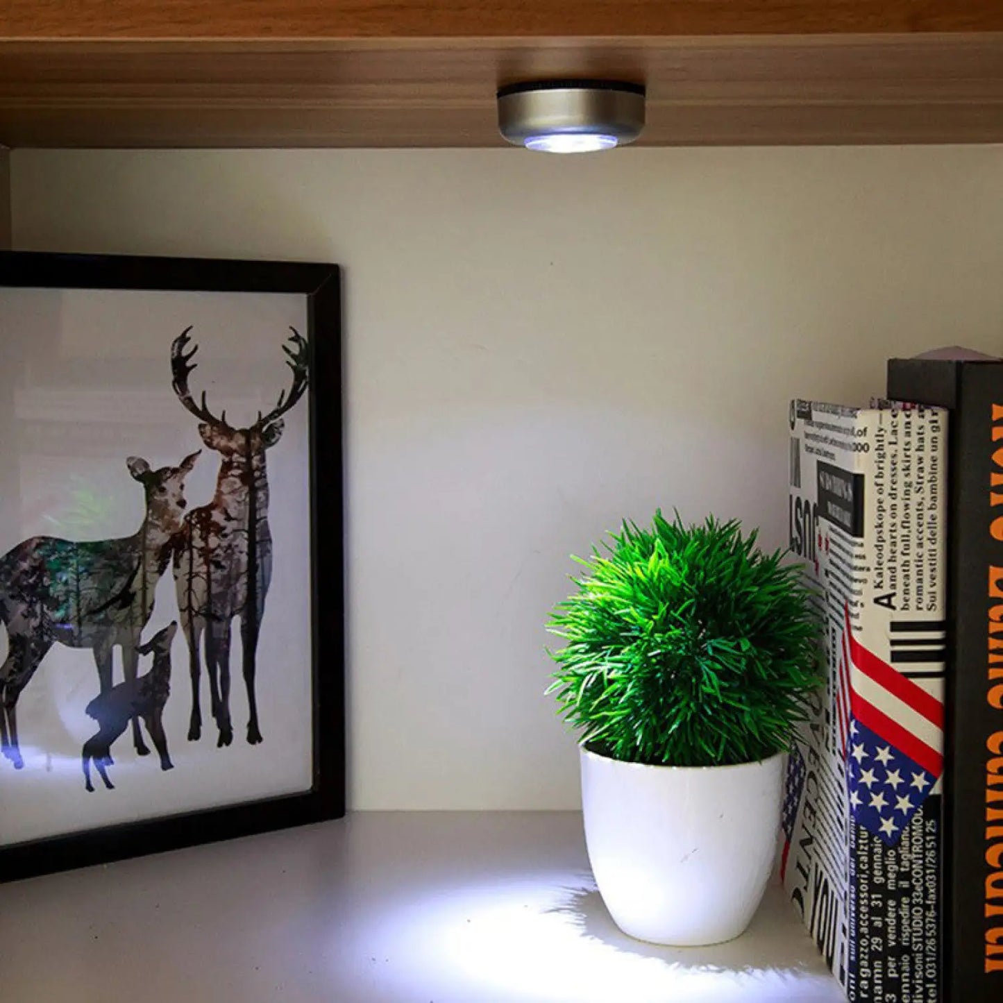 Square & PIR Motion Sensor Light with Battery 6LED for Closet Stairs and Kitchen - 12V Hanging Light