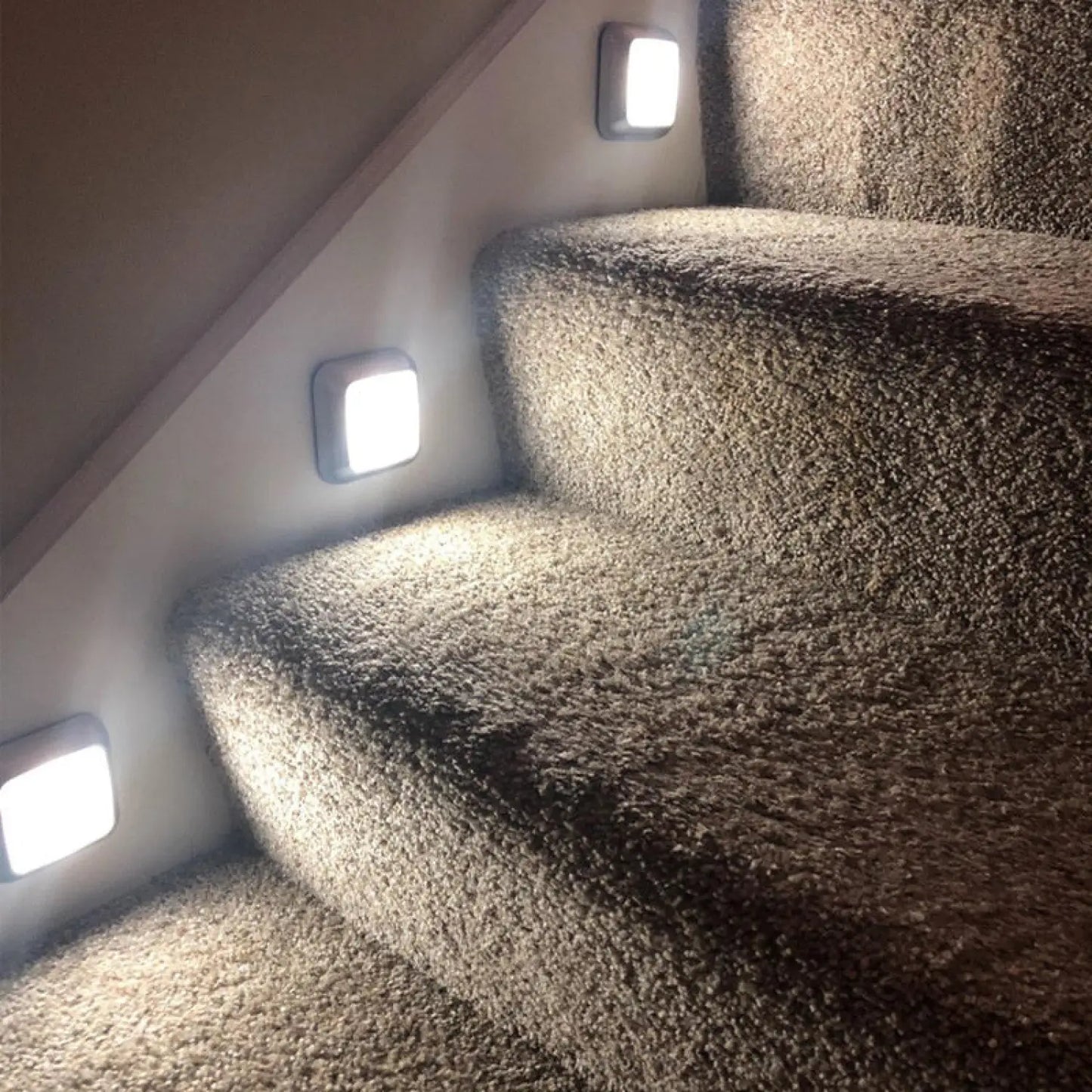 Square & PIR Motion Sensor Light with Battery 6LED for Closet Stairs and Kitchen - 12V Hanging Light