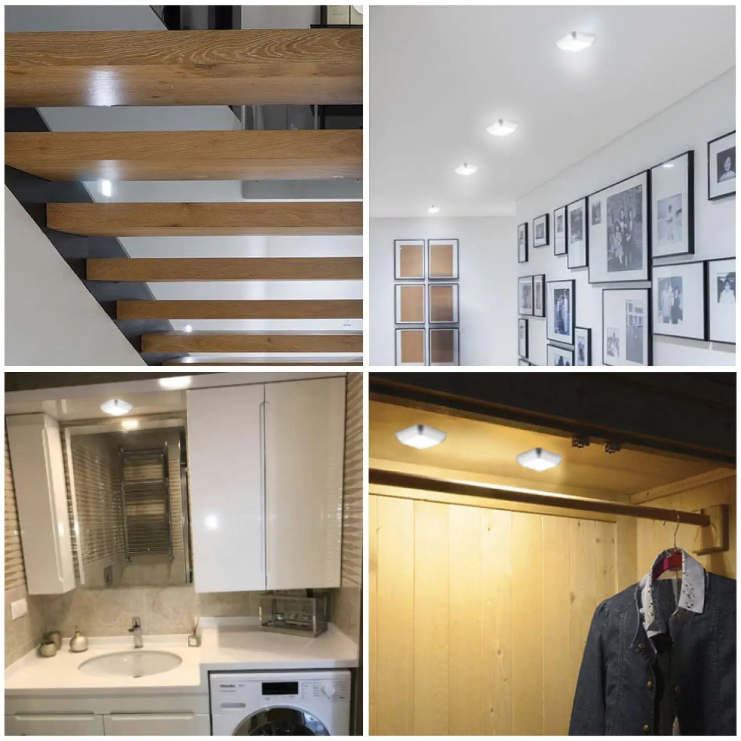 Square & PIR Motion Sensor Light with Battery 6LED for Closet Stairs and Kitchen - 12V Hanging Light