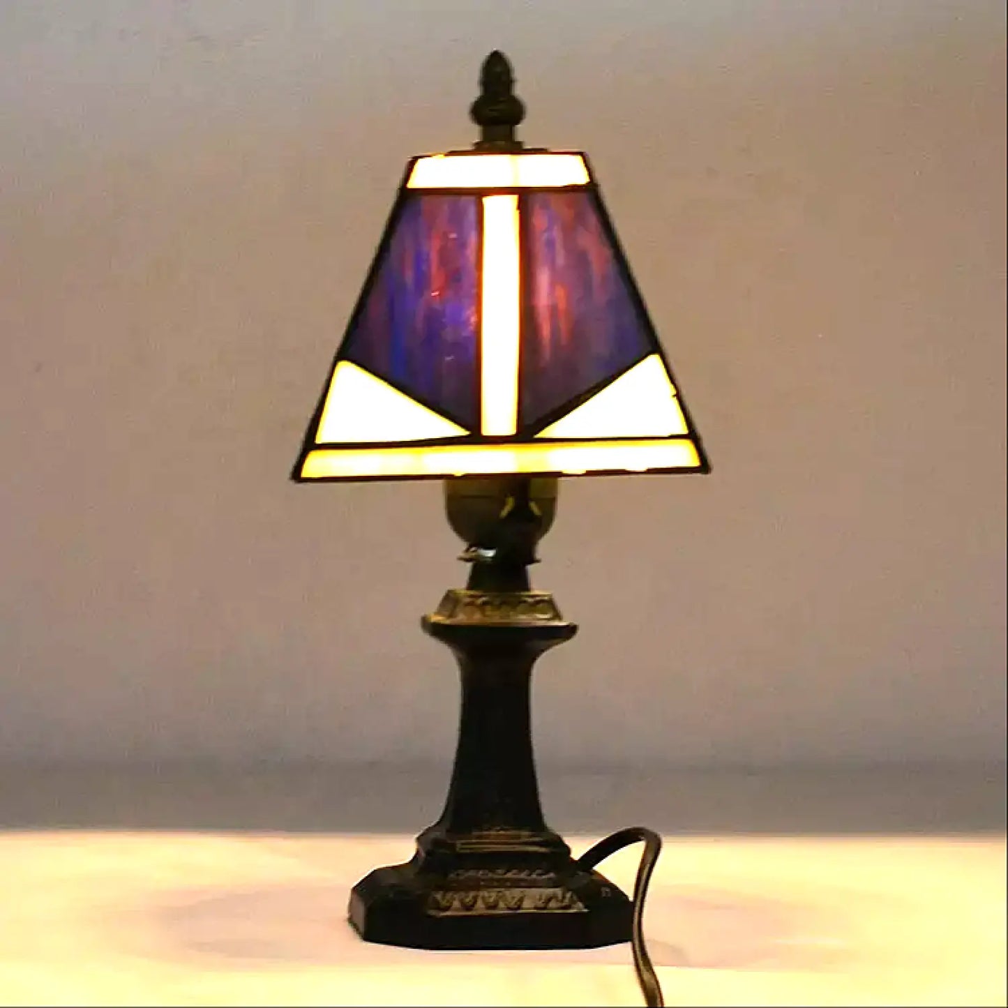 Square Tiffany Glass Tabletop Lamp - No Bulb - Table Lamp