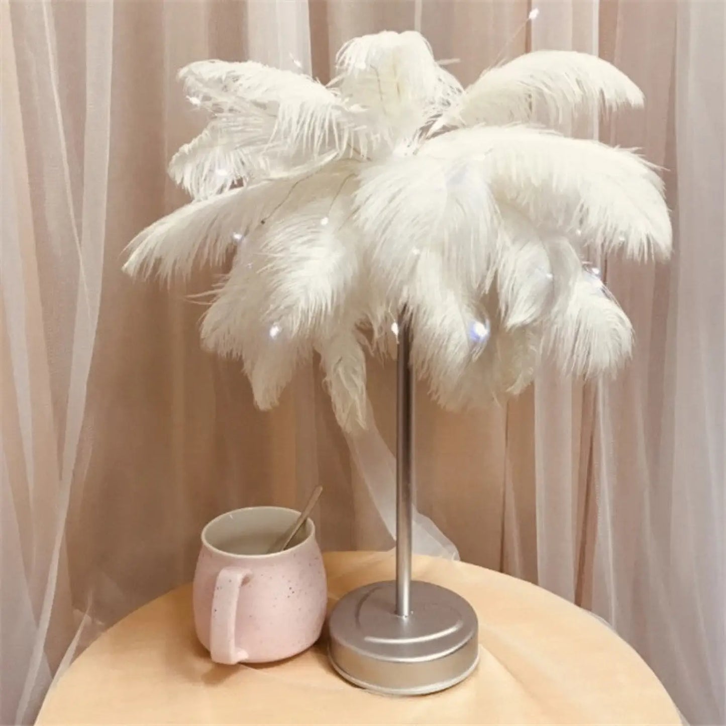 Remote Control Feather Table Lamp USB Battery Power - 12V Hanging Light