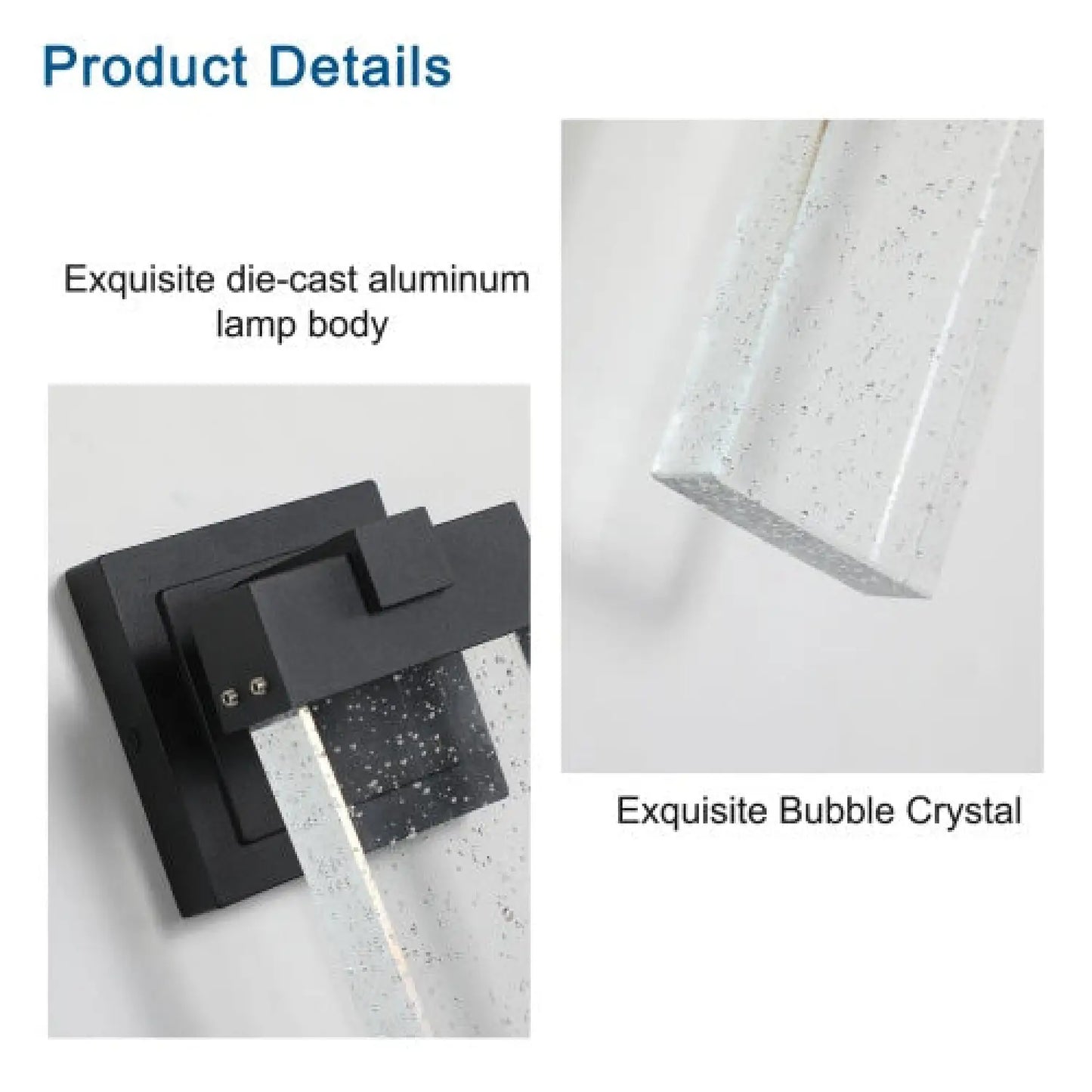 Transparent Crystal Wall Lights Fixtures with LED & Waterproof - Black - Wall Mount Fixture