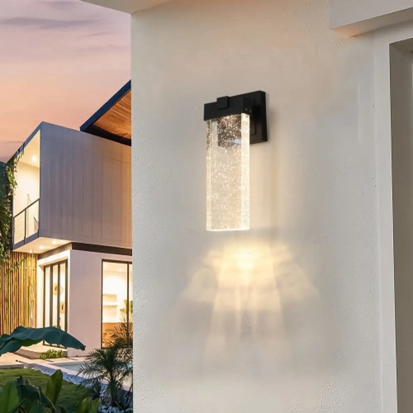 Transparent Crystal Wall Lights Fixtures with LED & Waterproof - Black - Wall Mount Fixture