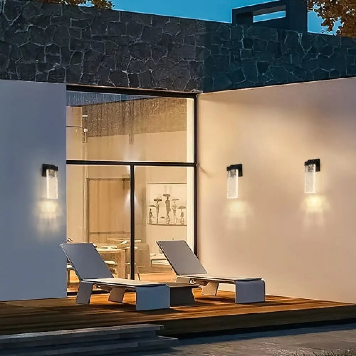 Transparent Crystal Wall Lights Fixtures with LED & Waterproof - Black - Wall Mount Fixture