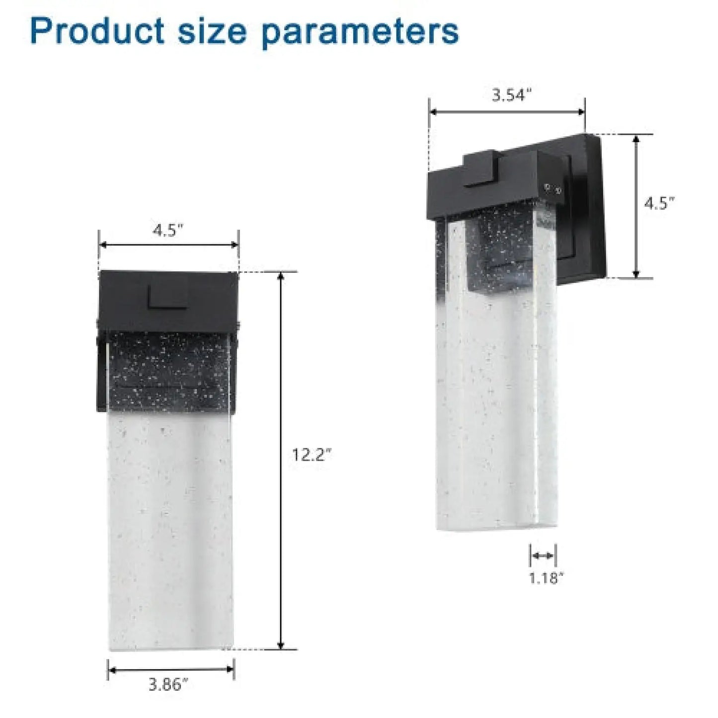 Transparent Crystal Wall Lights Fixtures with LED & Waterproof - Black - Wall Mount Fixture