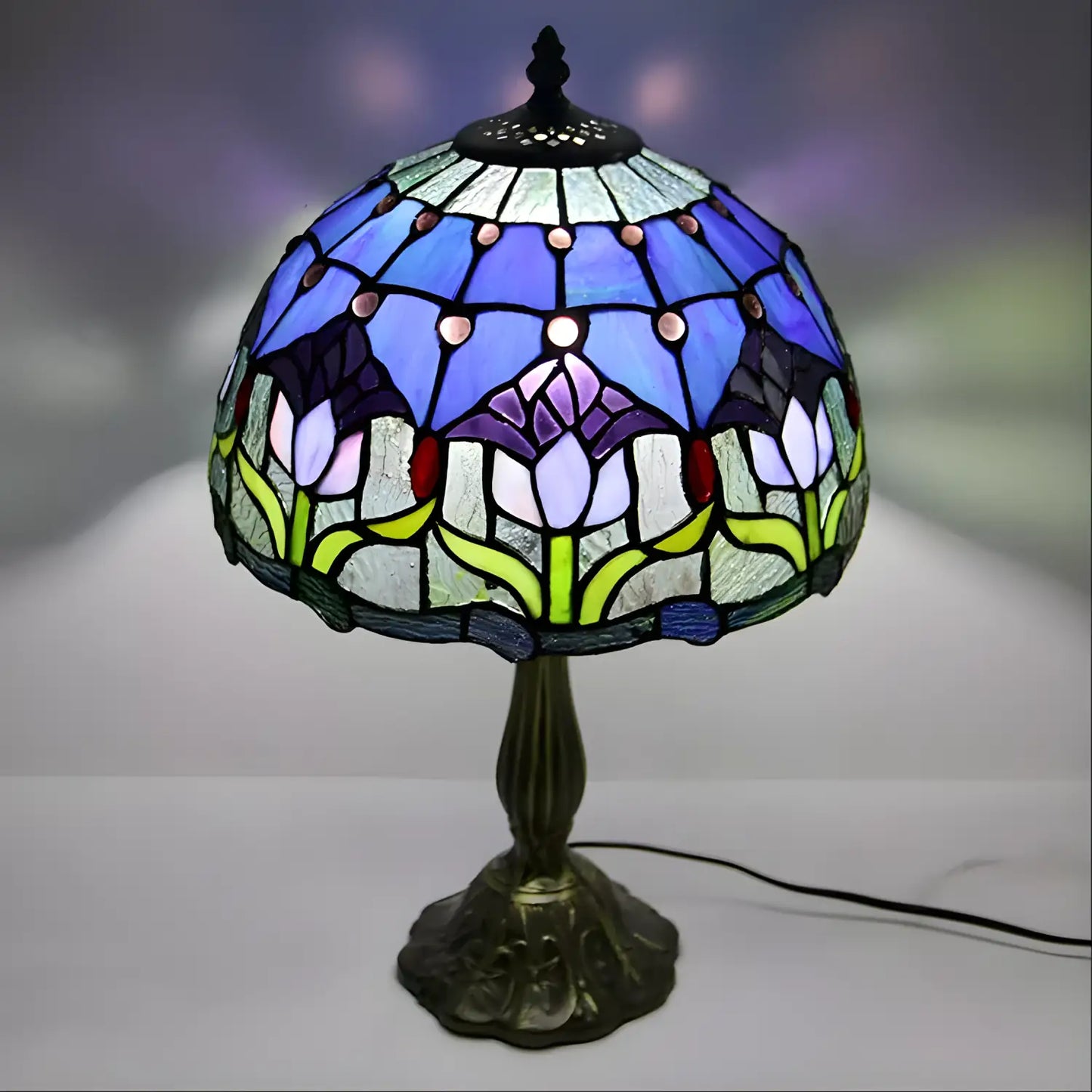 Tulip Tiffany Glass Tabletop Lamp - No Bulb - Table Lamp