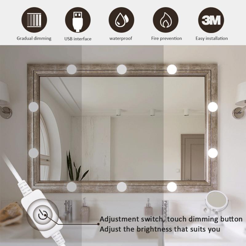 USB Touch Switch LED Mirror Light Bulb 12V Hanging Light