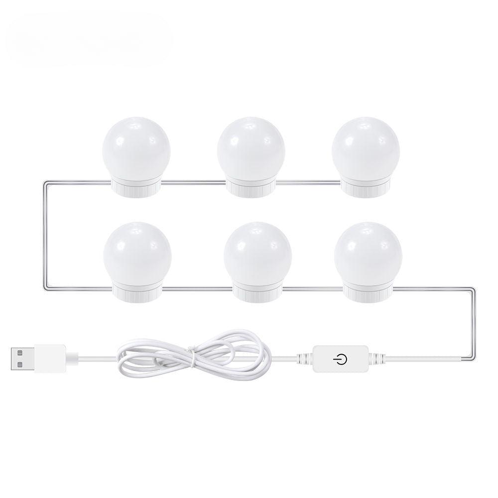 USB Touch Switch LED Mirror Light Bulb White 6 Lights / USB 12V Hanging Light