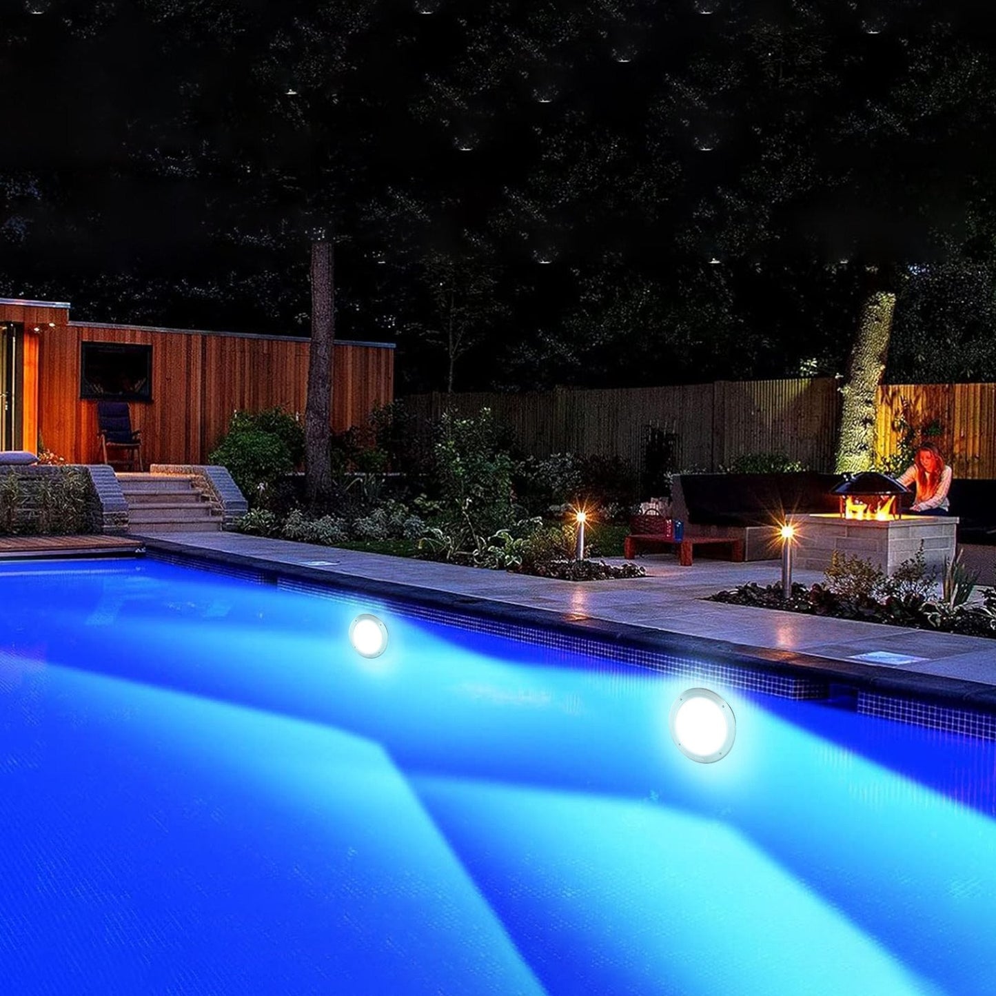 VEVOR 12V LED Pool Light 10 Inch 40W RGBW Color Changing Inground Swimming Pool Spa Light Underwater With 50 FT Cord