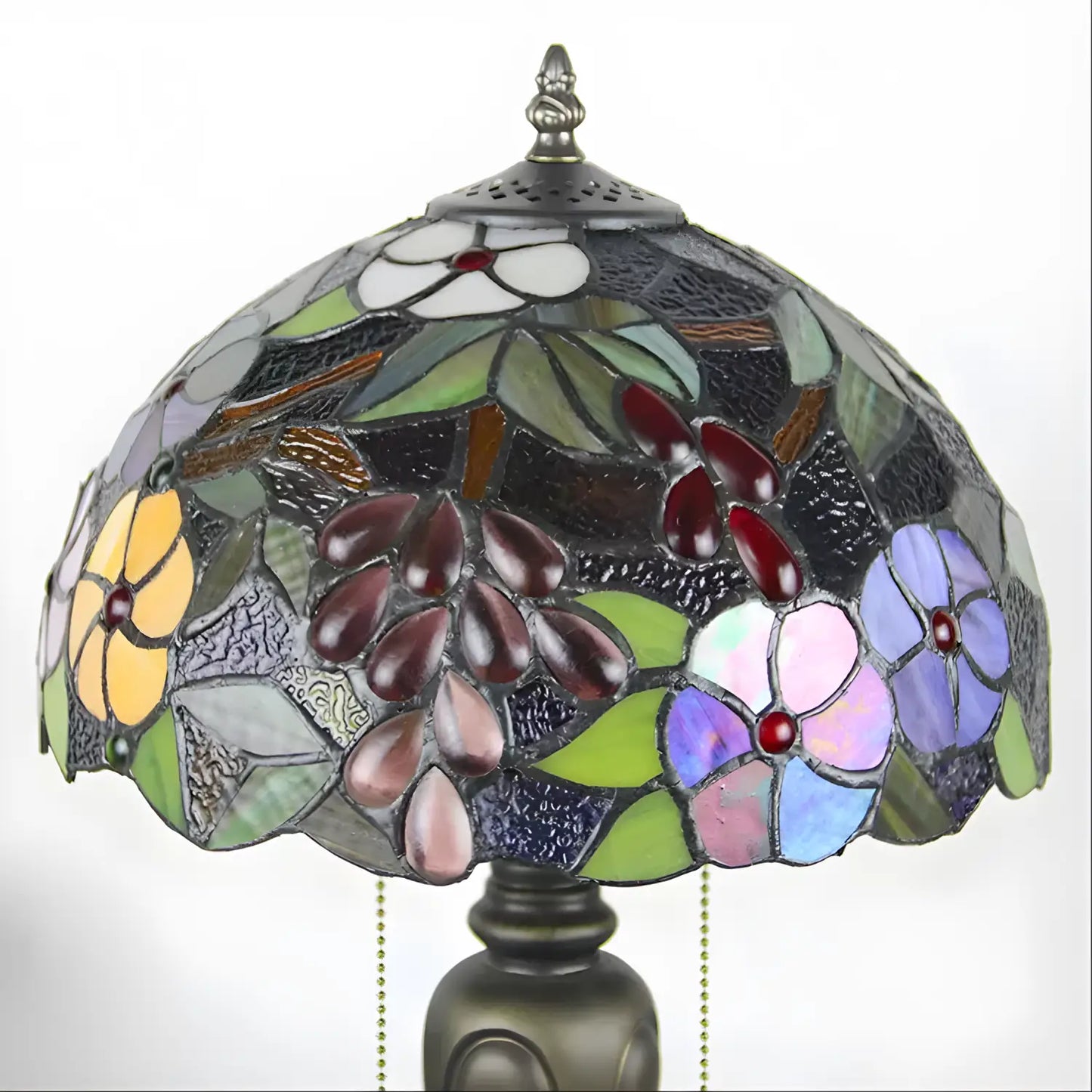 Vintage Grape Tiffany Glass Tabletop Lamp - No Bulb - Table Lamp