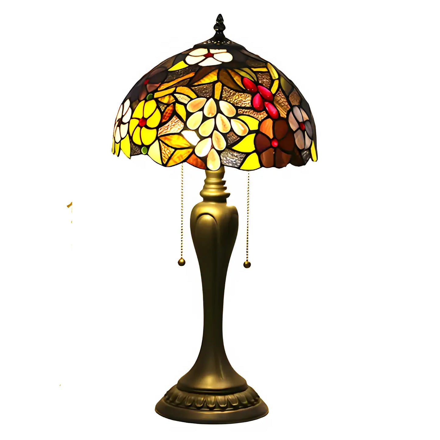 Vintage Grape Tiffany Glass Tabletop Lamp - No Bulb - Table Lamp