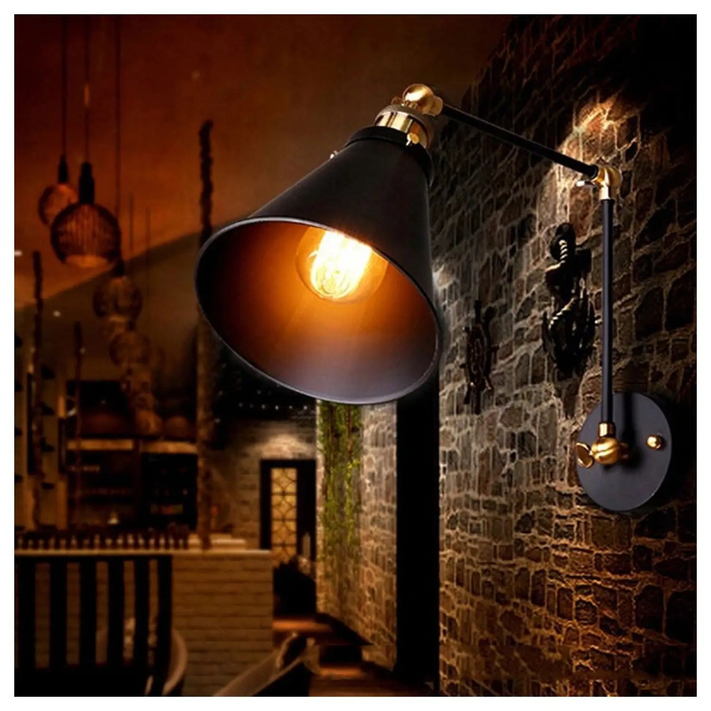 Vintage-Inspired Folding Wall Mounted Light Fixture Design - Black - 12V Hanging Light