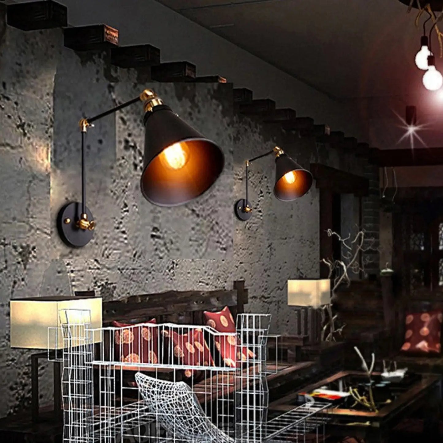 Vintage-Inspired Folding Wall Mounted Light Fixture Design - Black - 12V Hanging Light
