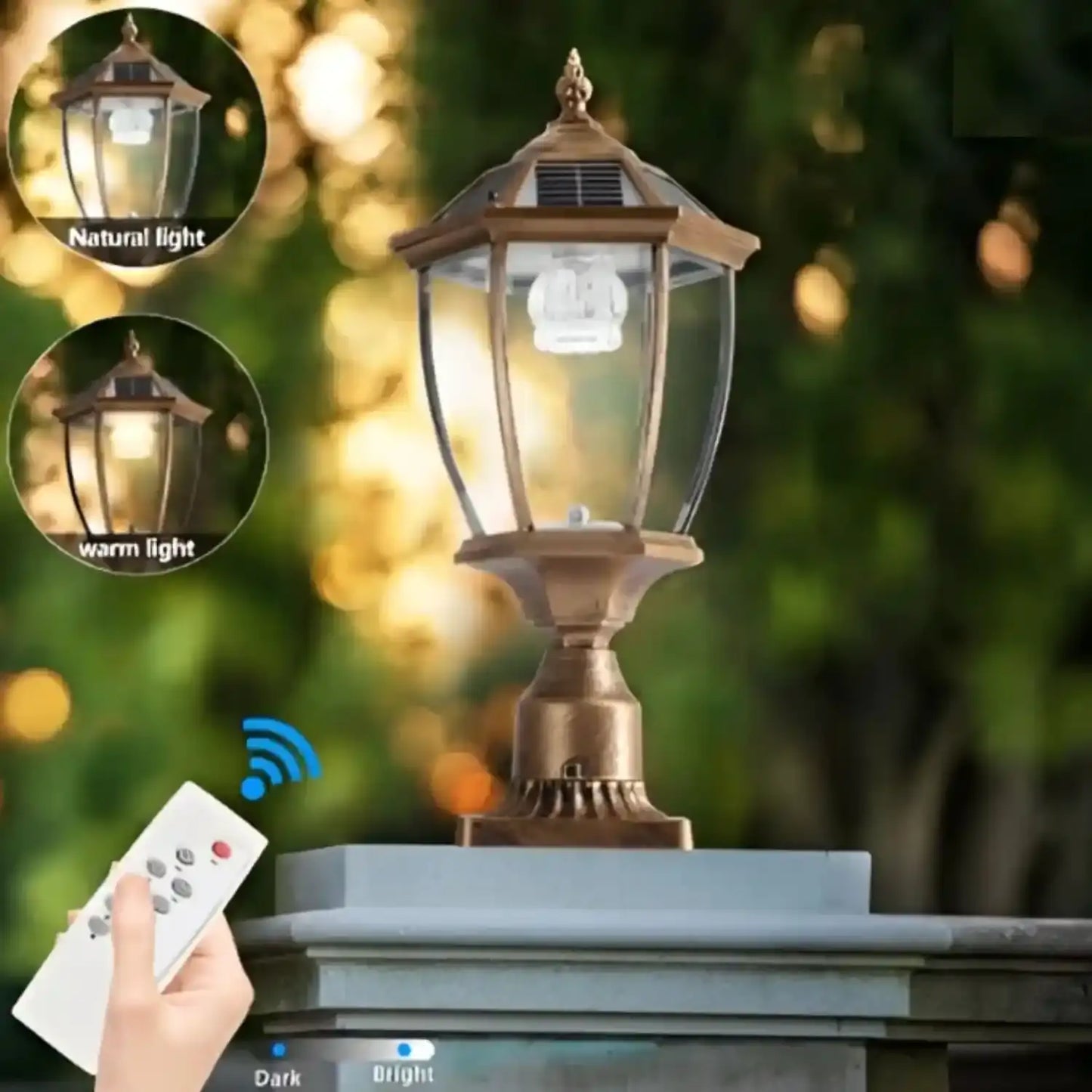 Vintage Lantern Solar Outdoor LED Light with Elegant Glass Design
