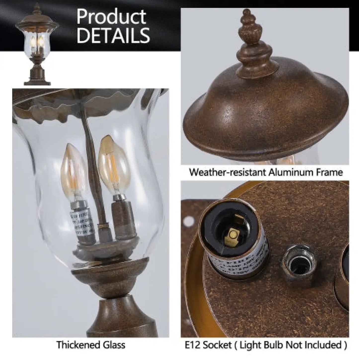 Vintage Outdoor Lights - Waterproof Garden Patio & Walkway Lamp - Brown - Light Fixture