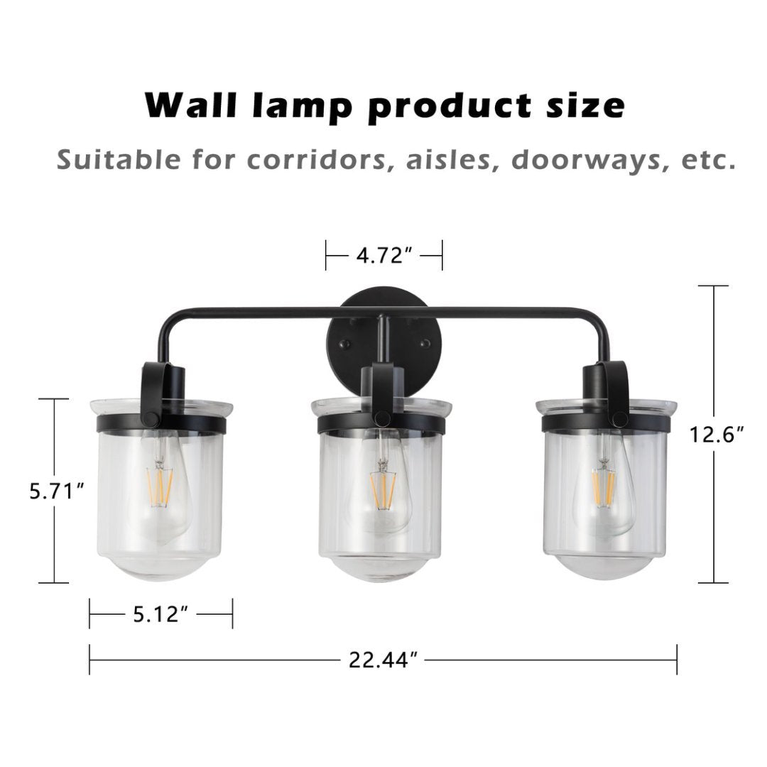 Wall Lights in Modern Black Finish with Glass Shade and E26 Base Black 12V Hanging Light