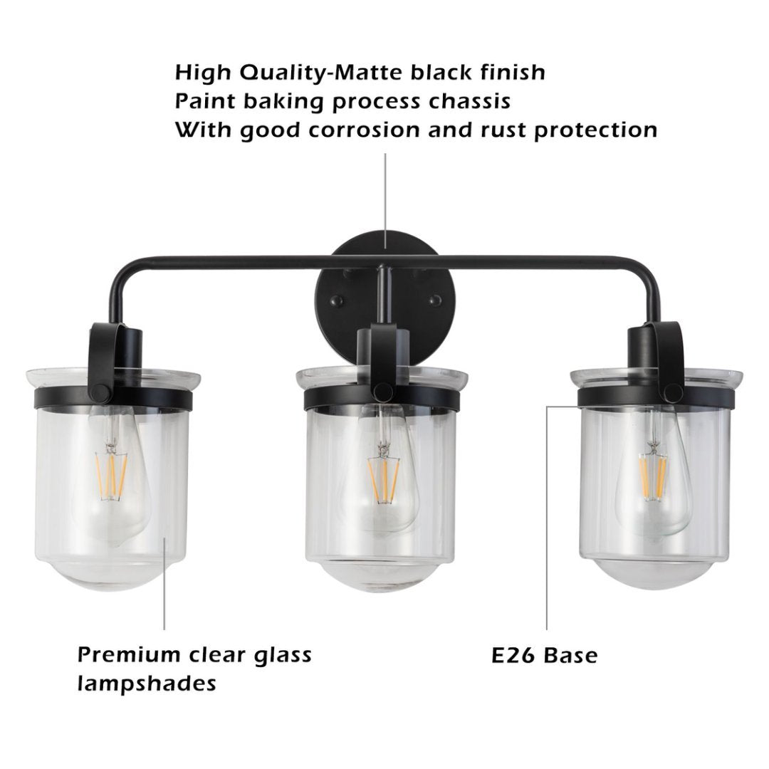Wall Lights in Modern Black Finish with Glass Shade and E26 Base Black 12V Hanging Light