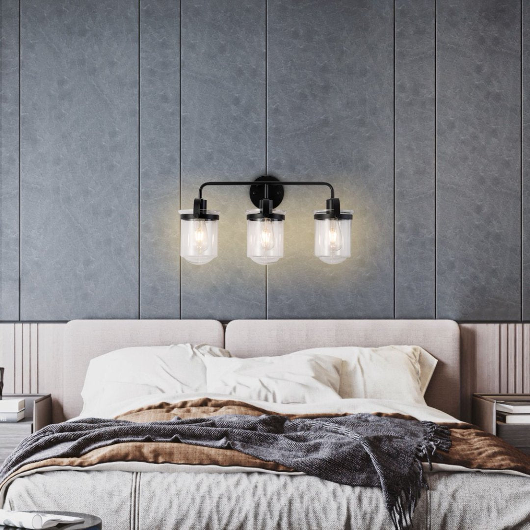 Wall Lights in Modern Black Finish with Glass Shade and E26 Base Black 12V Hanging Light