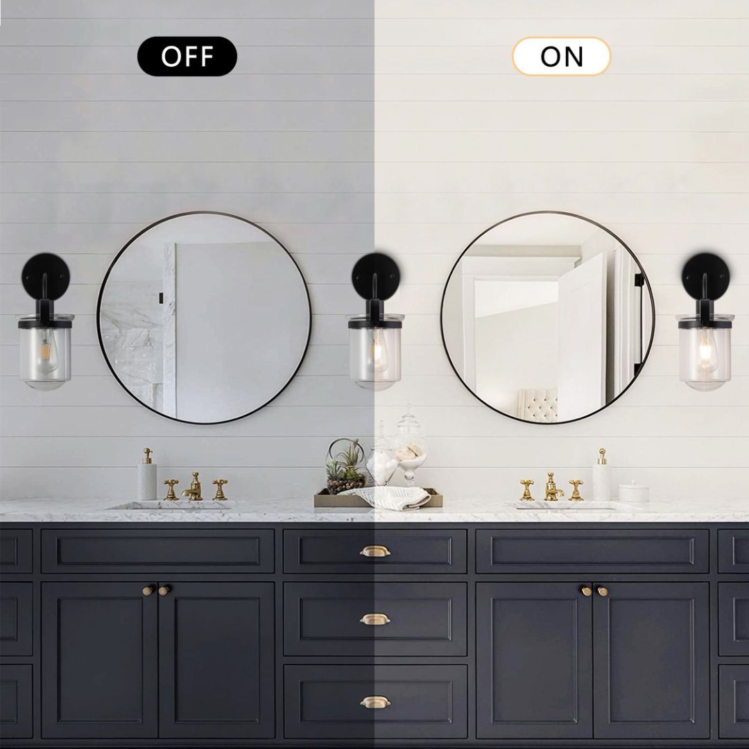 Wall Lights with Clear Glass Shade and E26 Socket for Indoor Black 12V Hanging Light