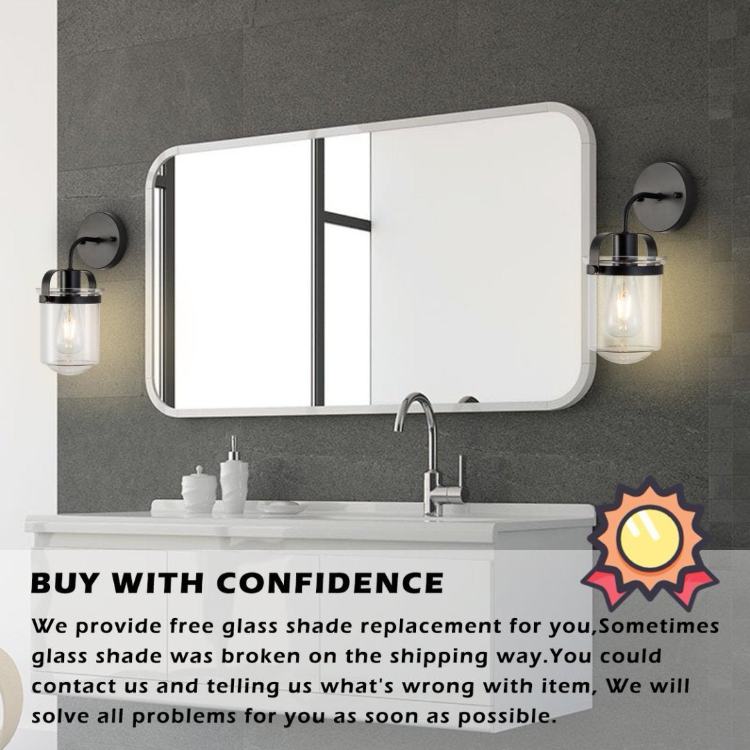 Wall Lights with Clear Glass Shade and E26 Socket for Indoor Black 12V Hanging Light