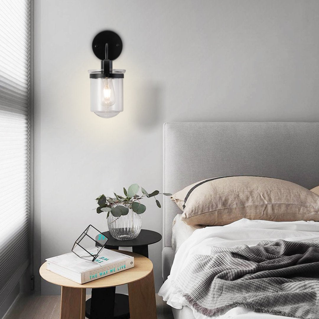 Wall Lights with Clear Glass Shade and E26 Socket for Indoor Black 12V Hanging Light