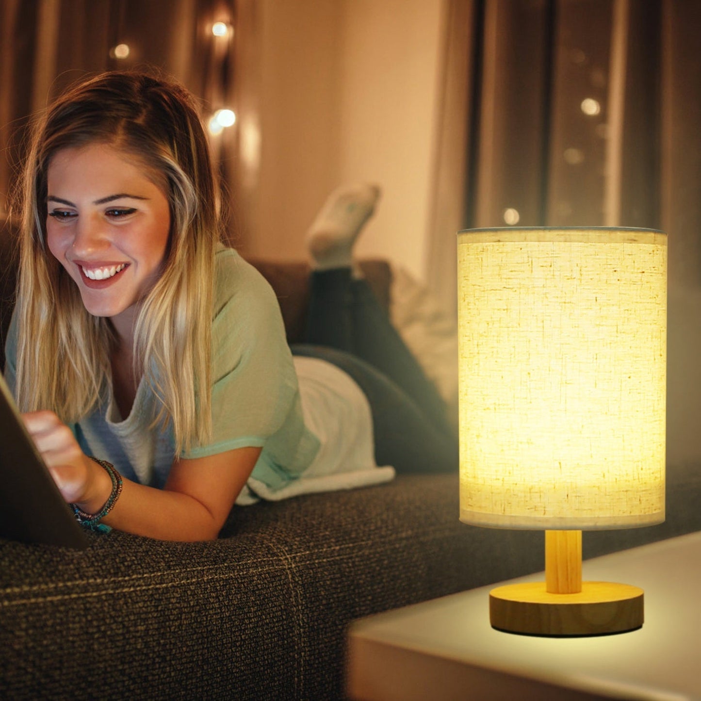 Warm White Bedside Lamp USB Plug Modern Bedroom Lamp Warm White 12V Hanging Light