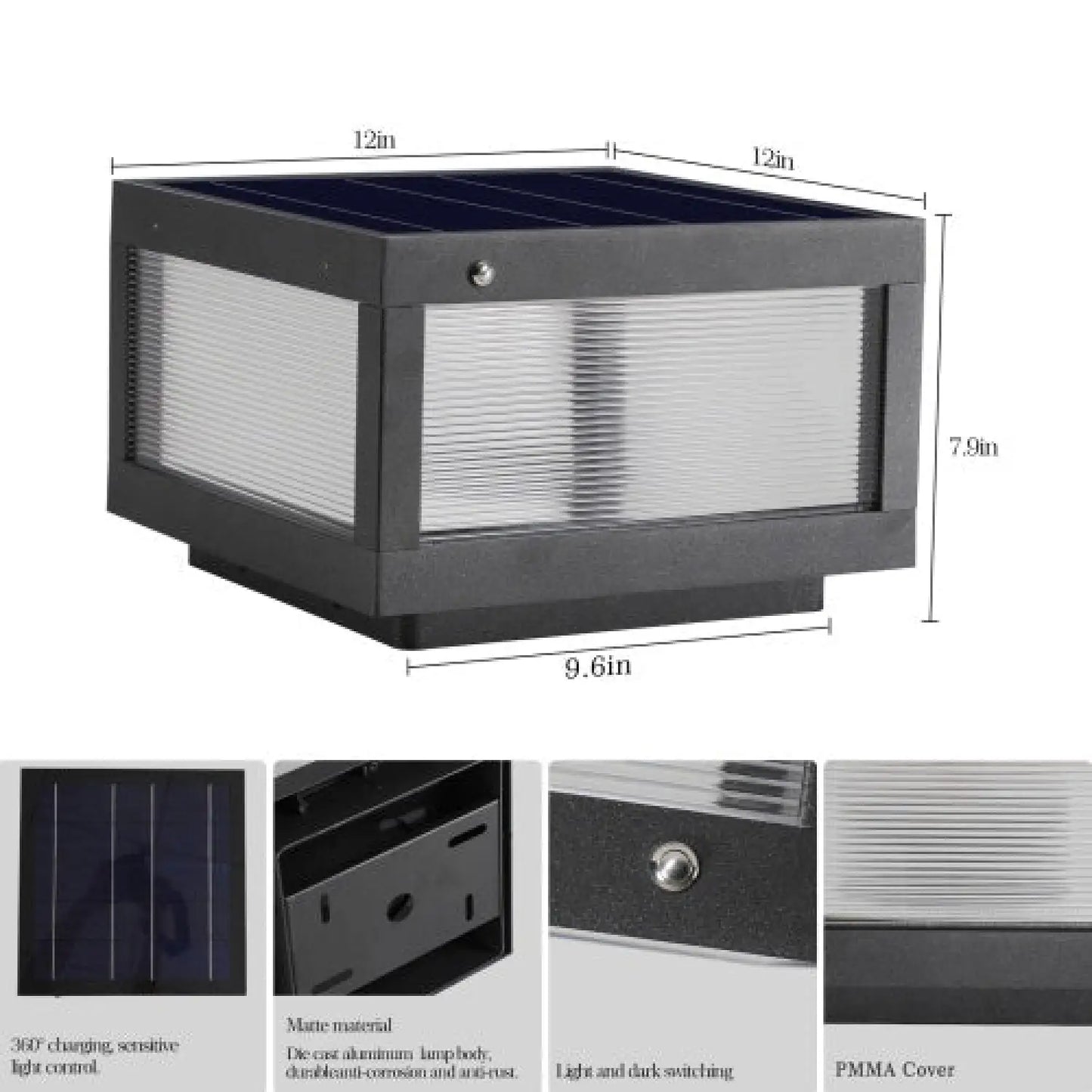 Waterproof Dimmable Solar LED Lights for Outside - Black - Solar Light