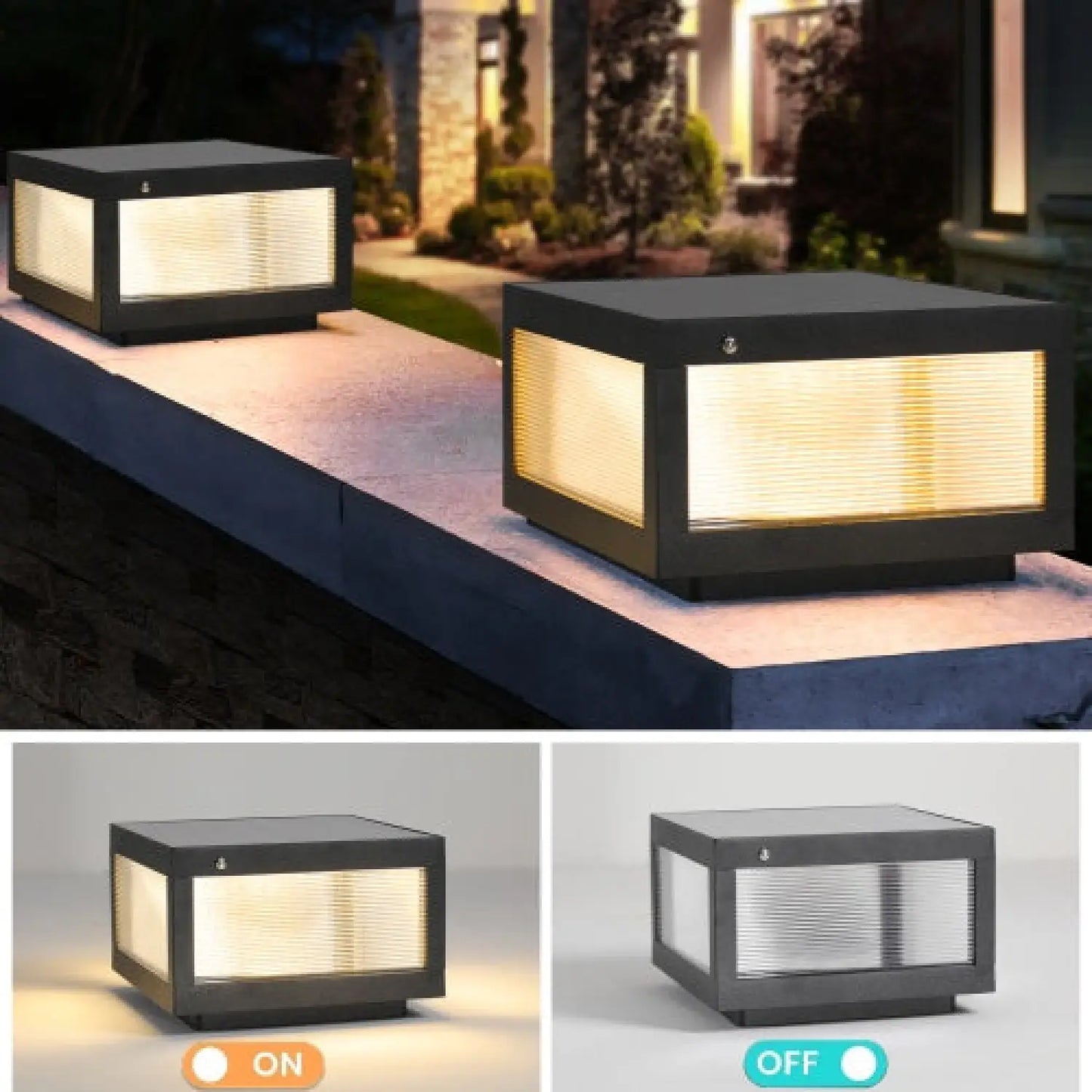 Waterproof Dimmable Solar LED Lights for Outside - Black - Solar Light