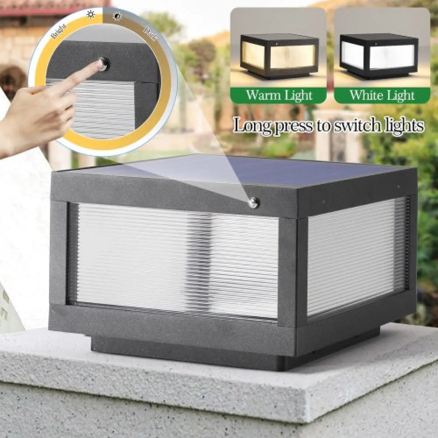 Waterproof Dimmable Solar LED Lights for Outside - Black - Solar Light
