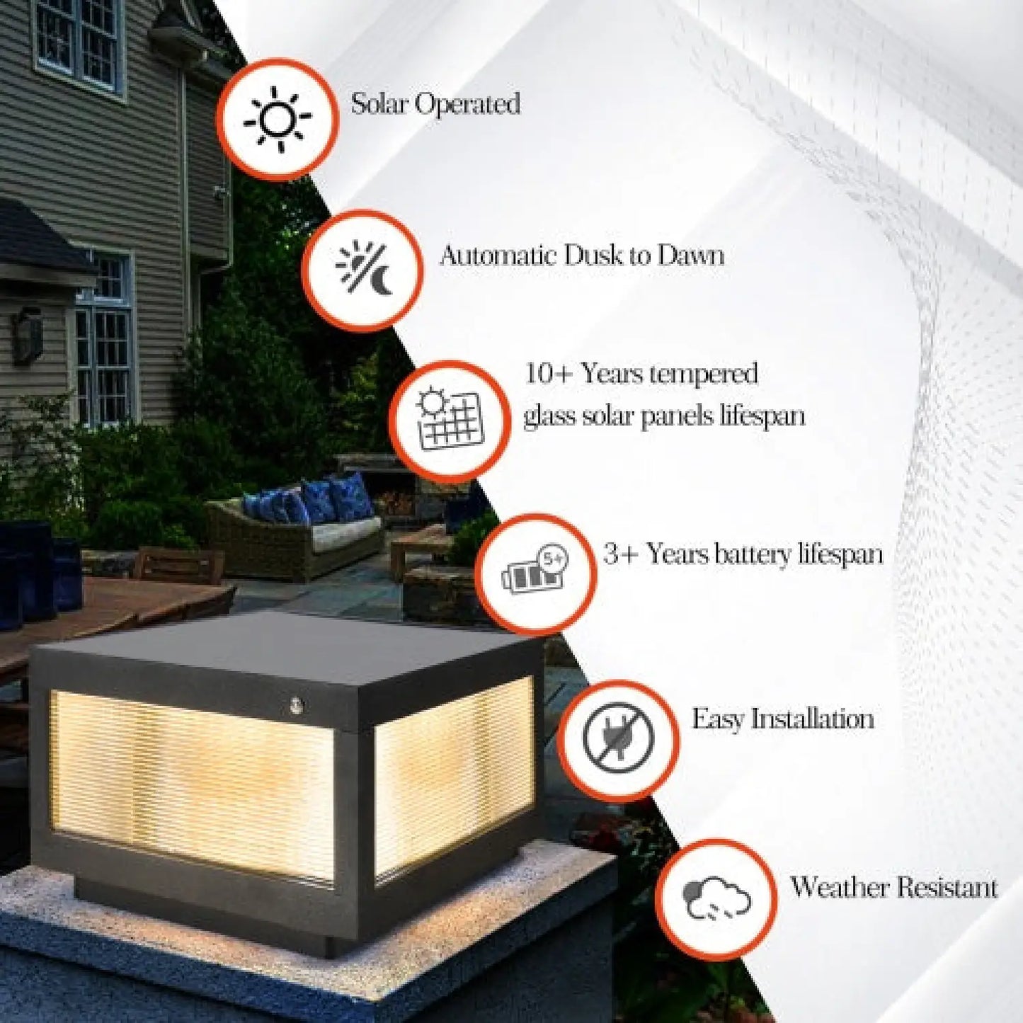 Waterproof Dimmable Solar LED Lights for Outside - Black - Solar Light