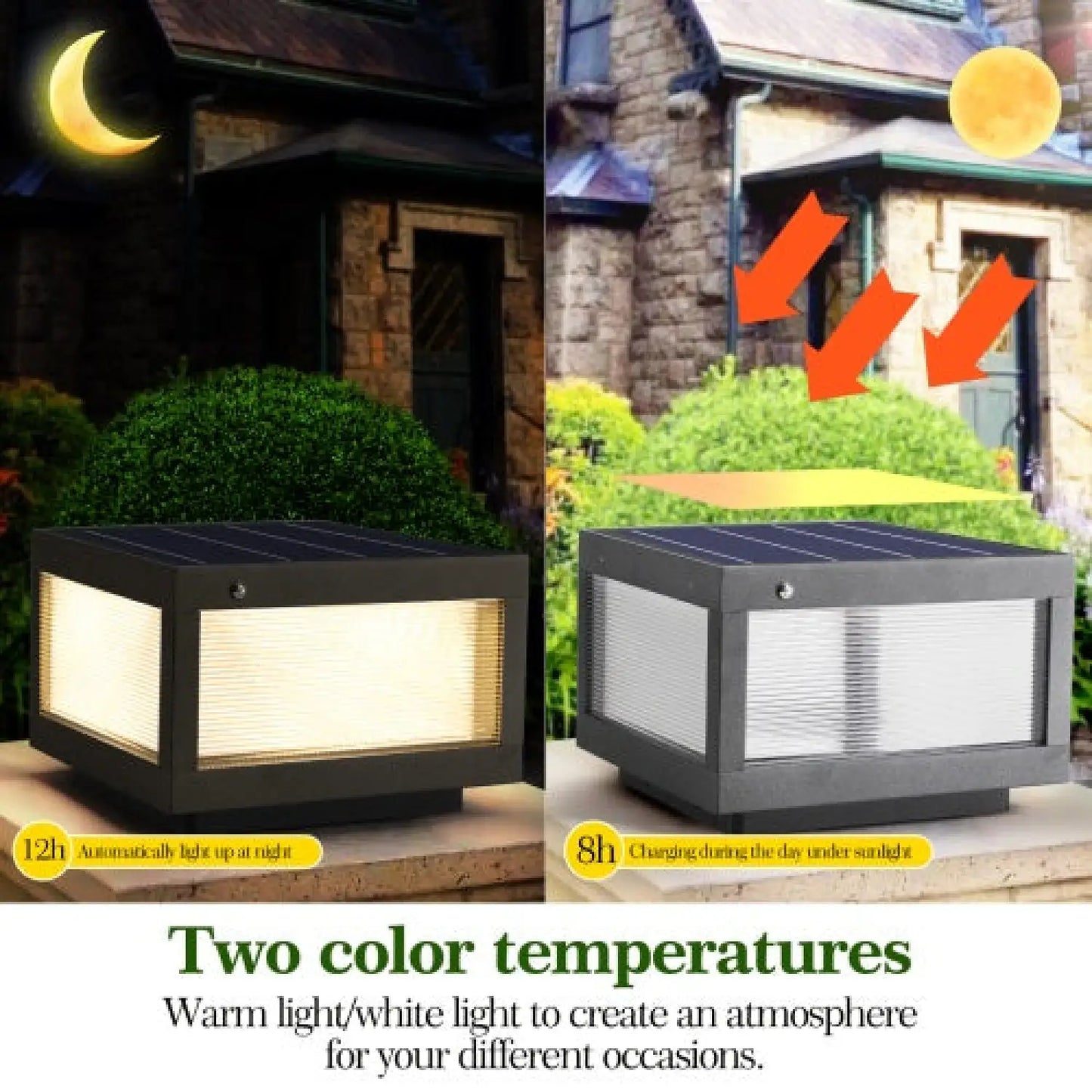 Waterproof Dimmable Solar LED Lights for Outside - Black - Solar Light