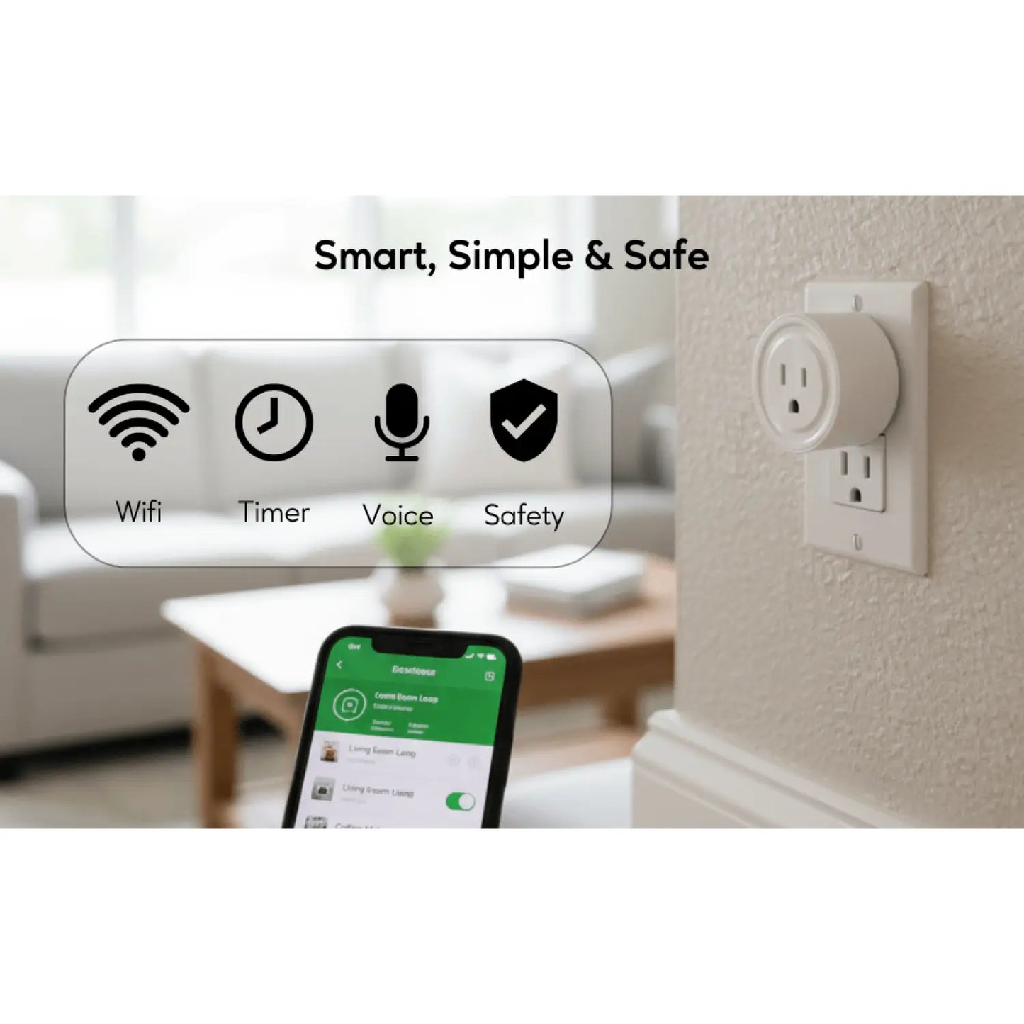 WiFi Round Smart Plug - White - Dimmer Switch