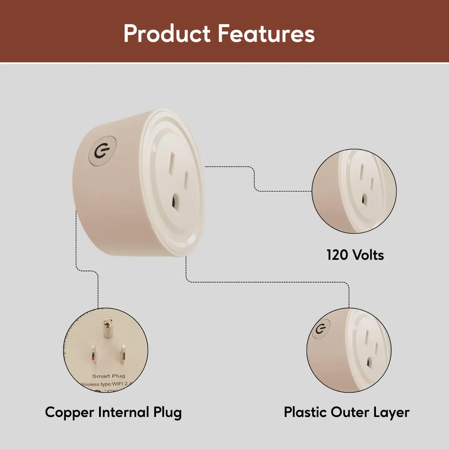 WiFi Round Smart Plug - White - Dimmer Switch