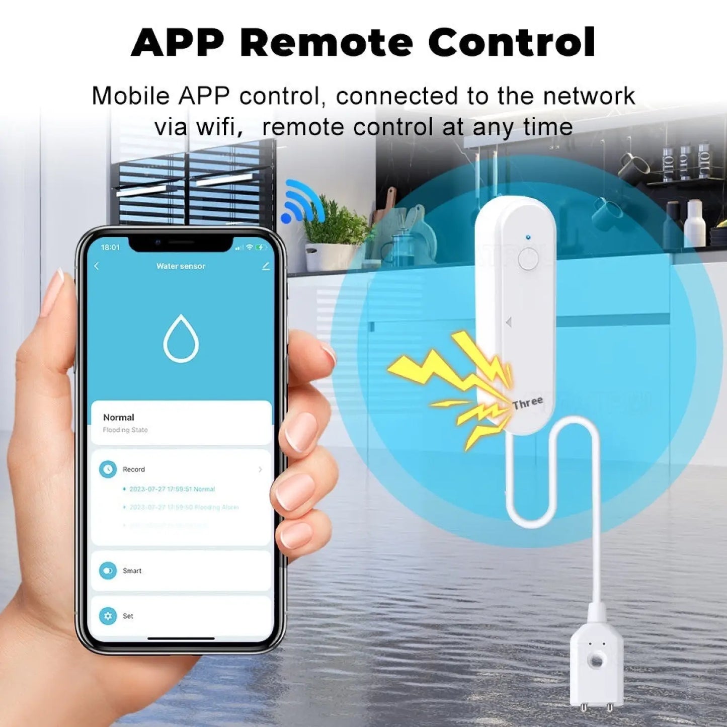 WiFi Water Level Sensor & Leakage Alarm for Home Security – Tuya Smart - Accessory