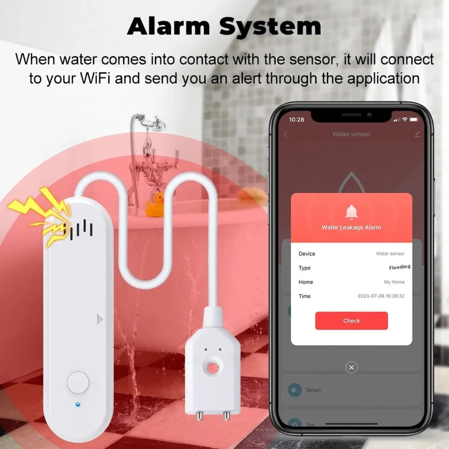 WiFi Water Level Sensor & Leakage Alarm for Home Security – Tuya Smart - Accessory