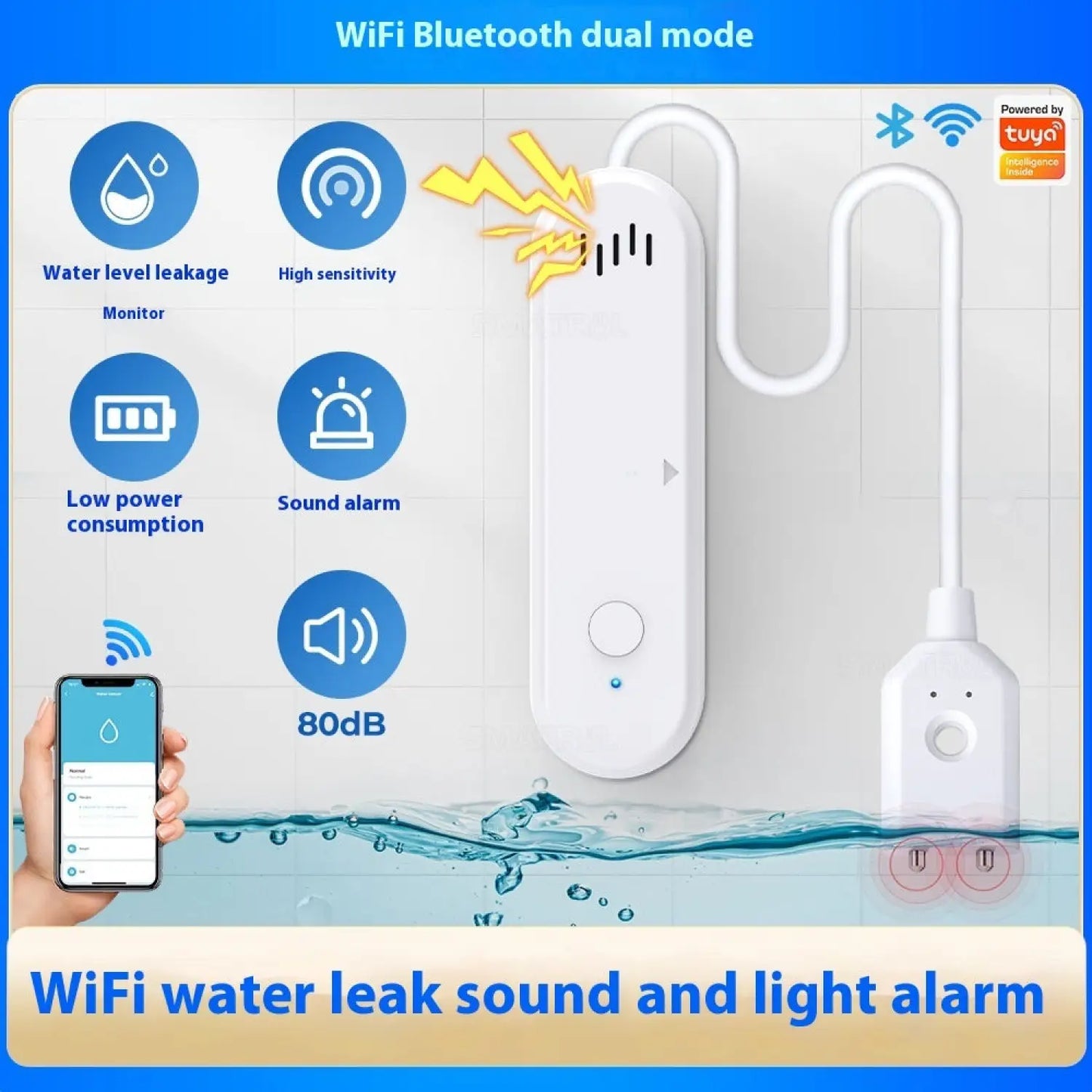WiFi Water Level Sensor & Leakage Alarm for Home Security – Tuya Smart - Accessory