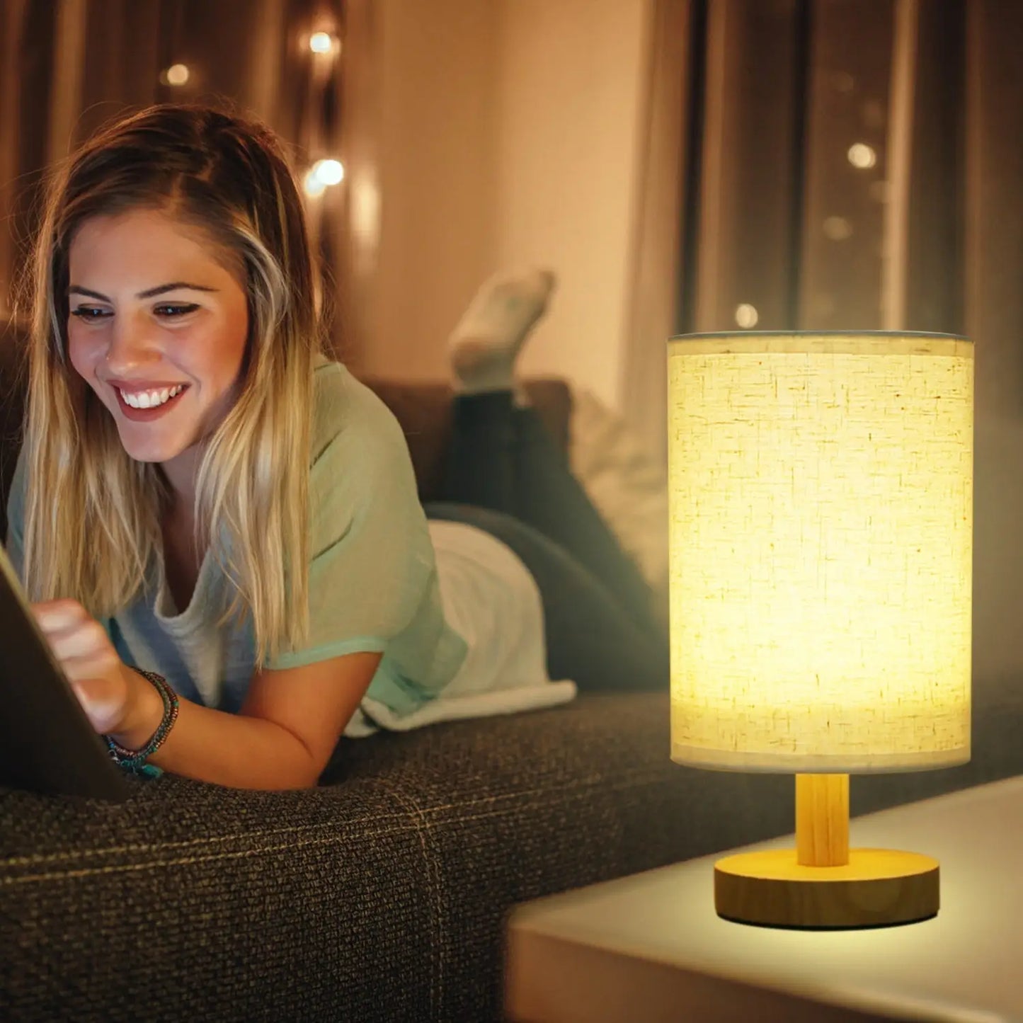 Warm White Bedside Lamp USB Plug Modern Bedroom Lamp Warm White 12V Hanging Light