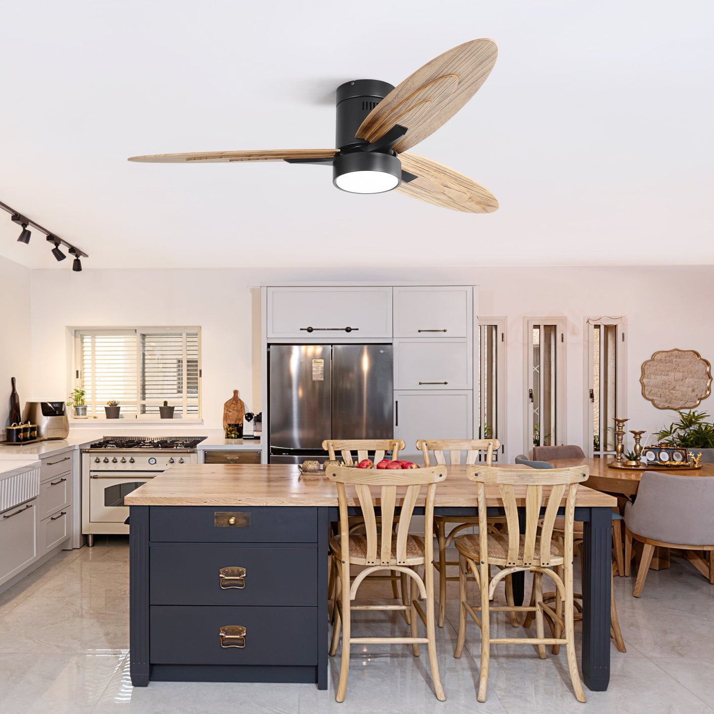 Wooden Ceiling Fan with Light Reversible DC Motor Quiet & Modern Design - Black - Ceiling Fan