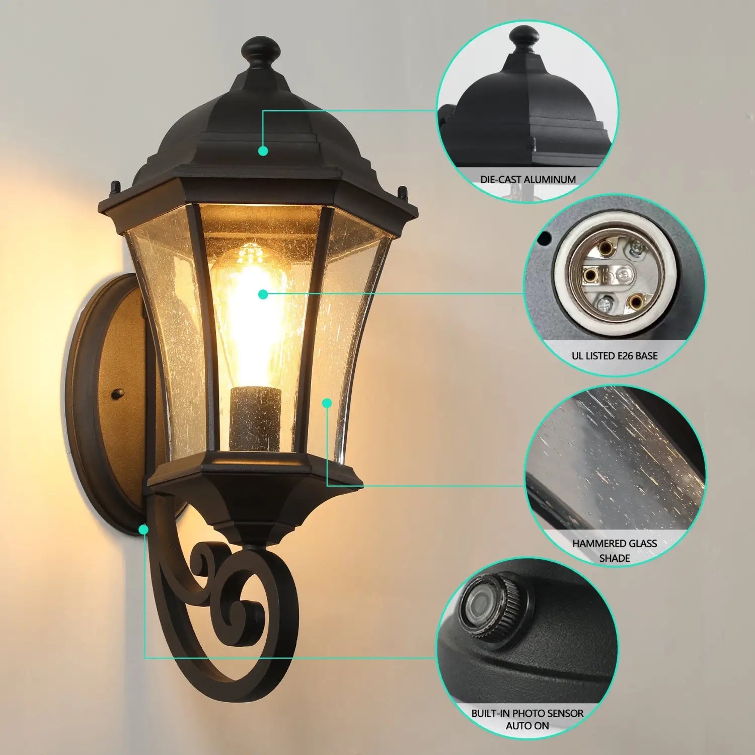 1-Pack Mounted Wall Sconce Vintage for Indoor & Outdoor