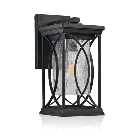 1-Pack Outdoor Light Lantern with Modern Crackled Glass for Exterior Purpose