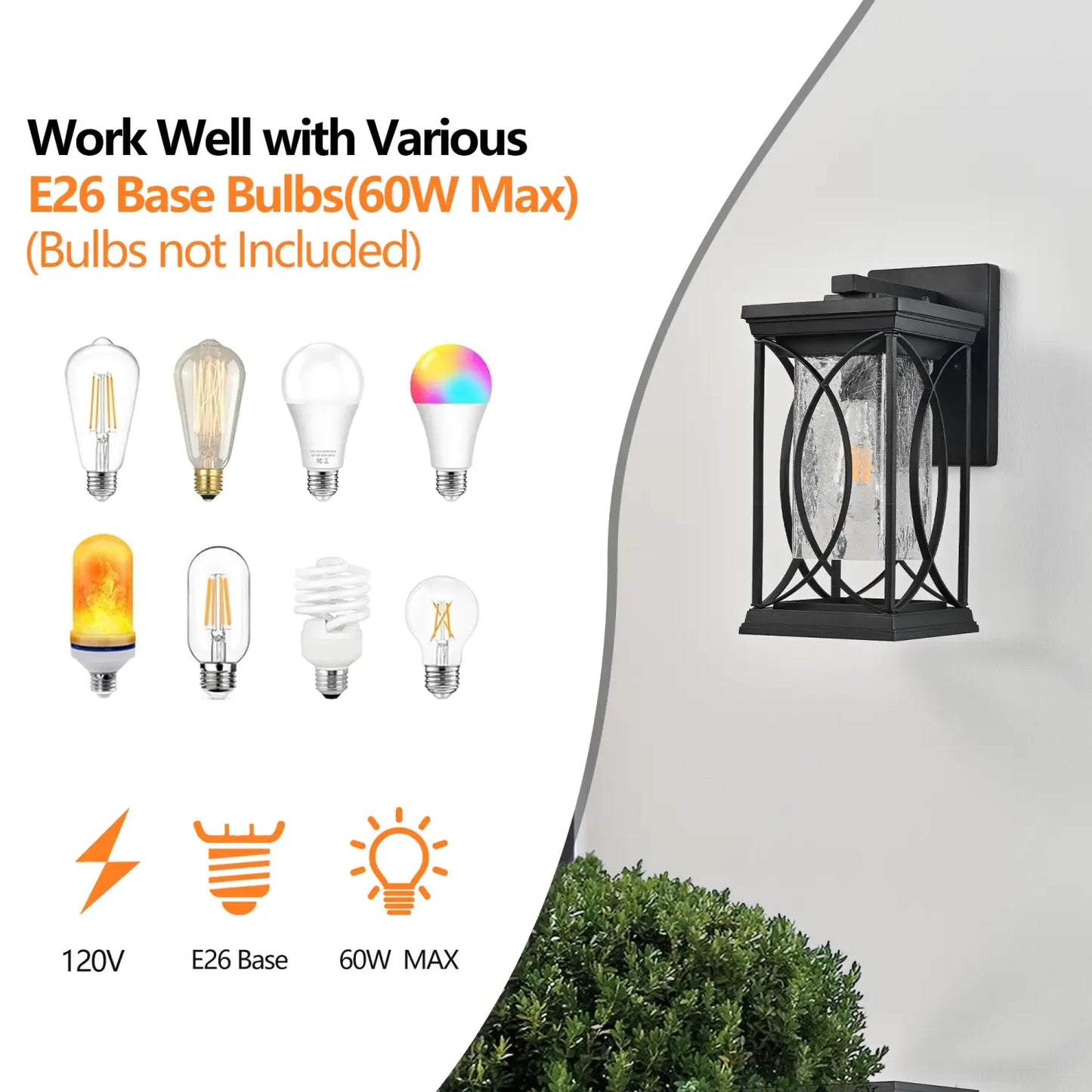 1-Pack Outdoor Light Lantern with Modern Crackled Glass for Exterior Purpose