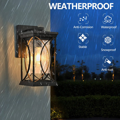 1-Pack Outdoor Light Lantern with Modern Crackled Glass for Exterior Purpose